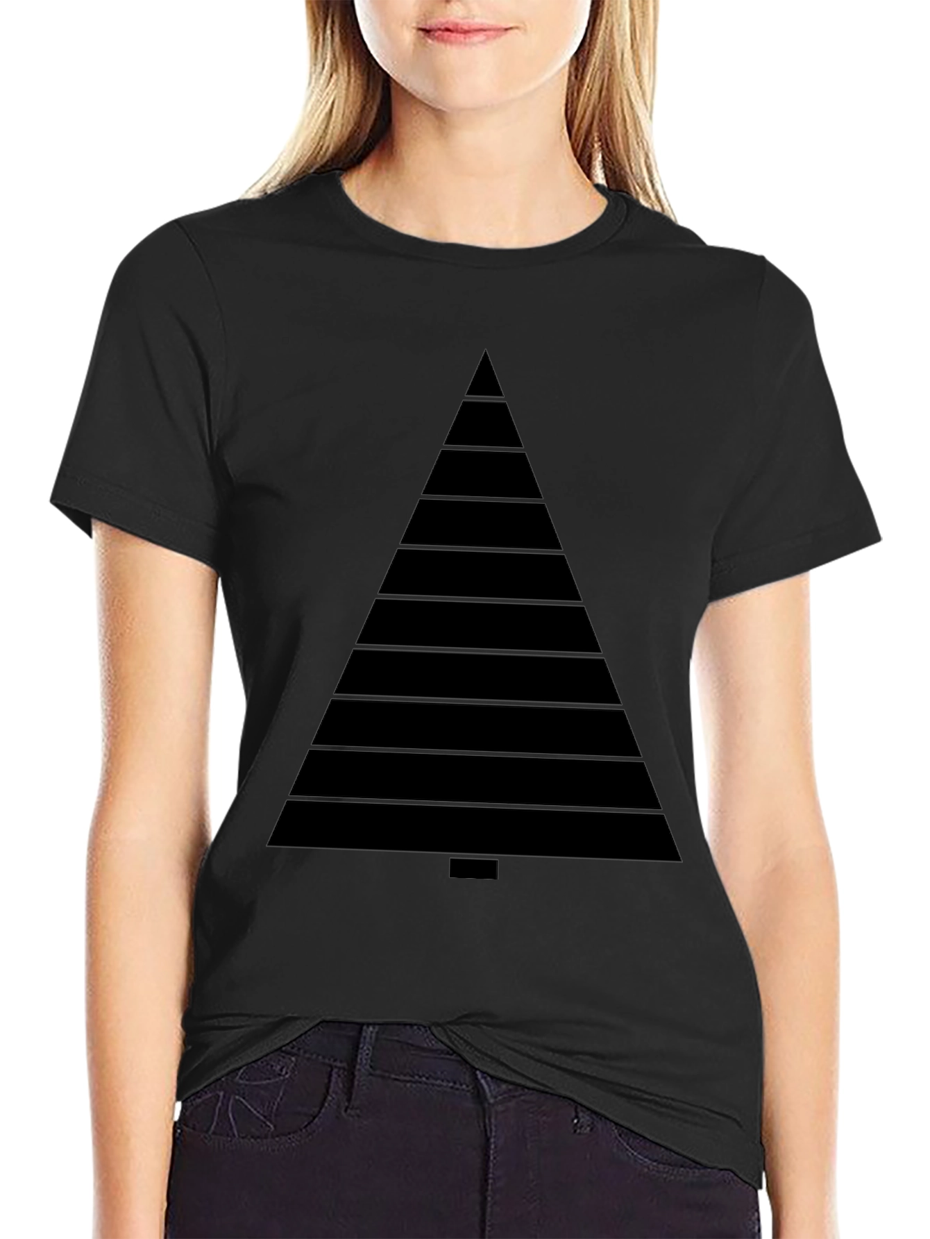 Modern Geometric Tree Black Tee