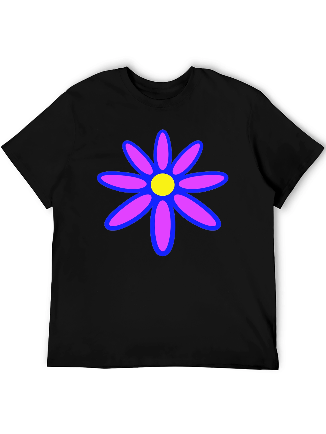 Retro Flower Graphic Tee - Classic Black T-Shirt