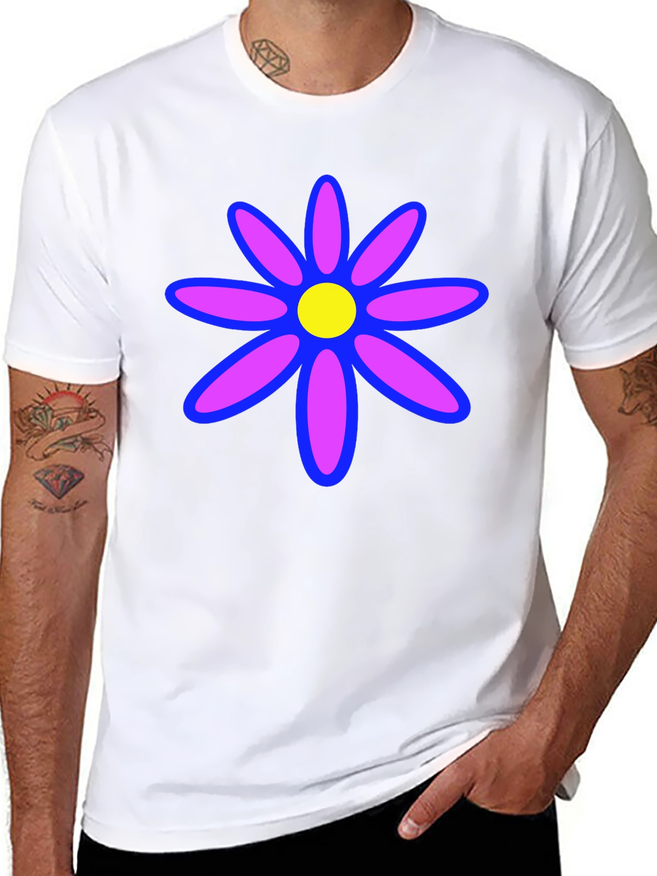Retro Flower Graphic Tee - Classic Black T-Shirt
