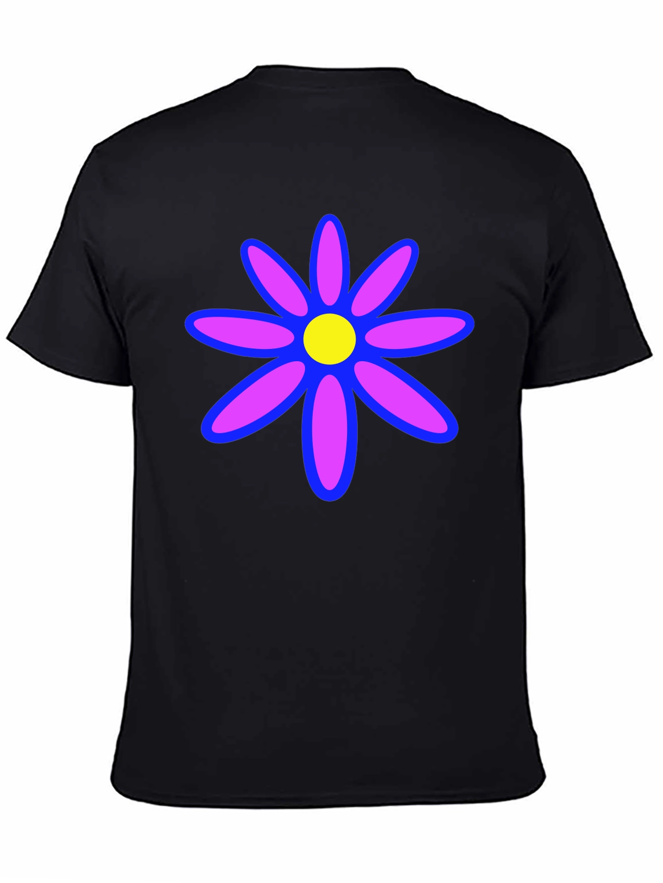 Retro Flower Graphic Tee - Classic Black T-Shirt