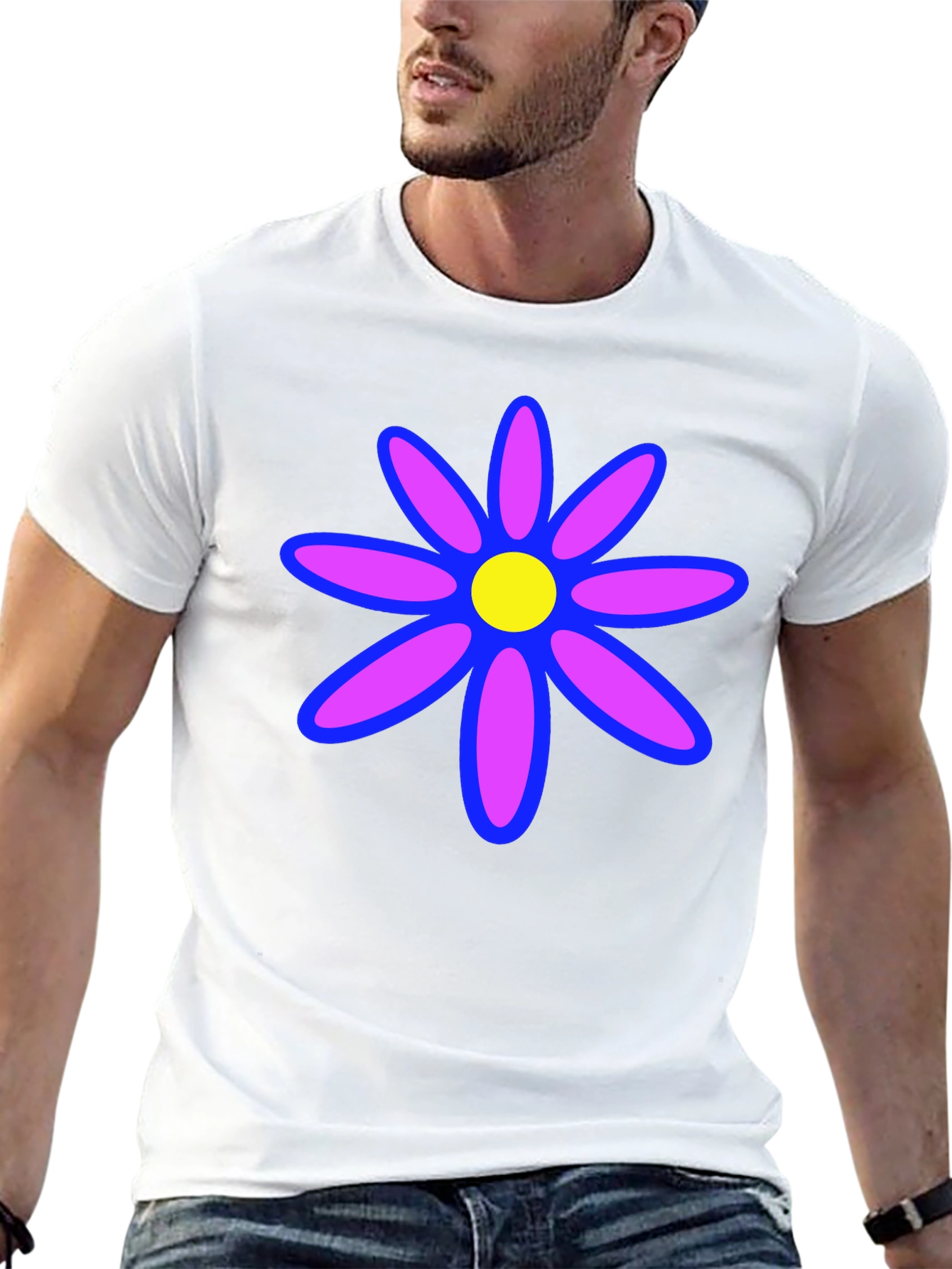 Retro Flower Graphic Tee - Classic Black T-Shirt