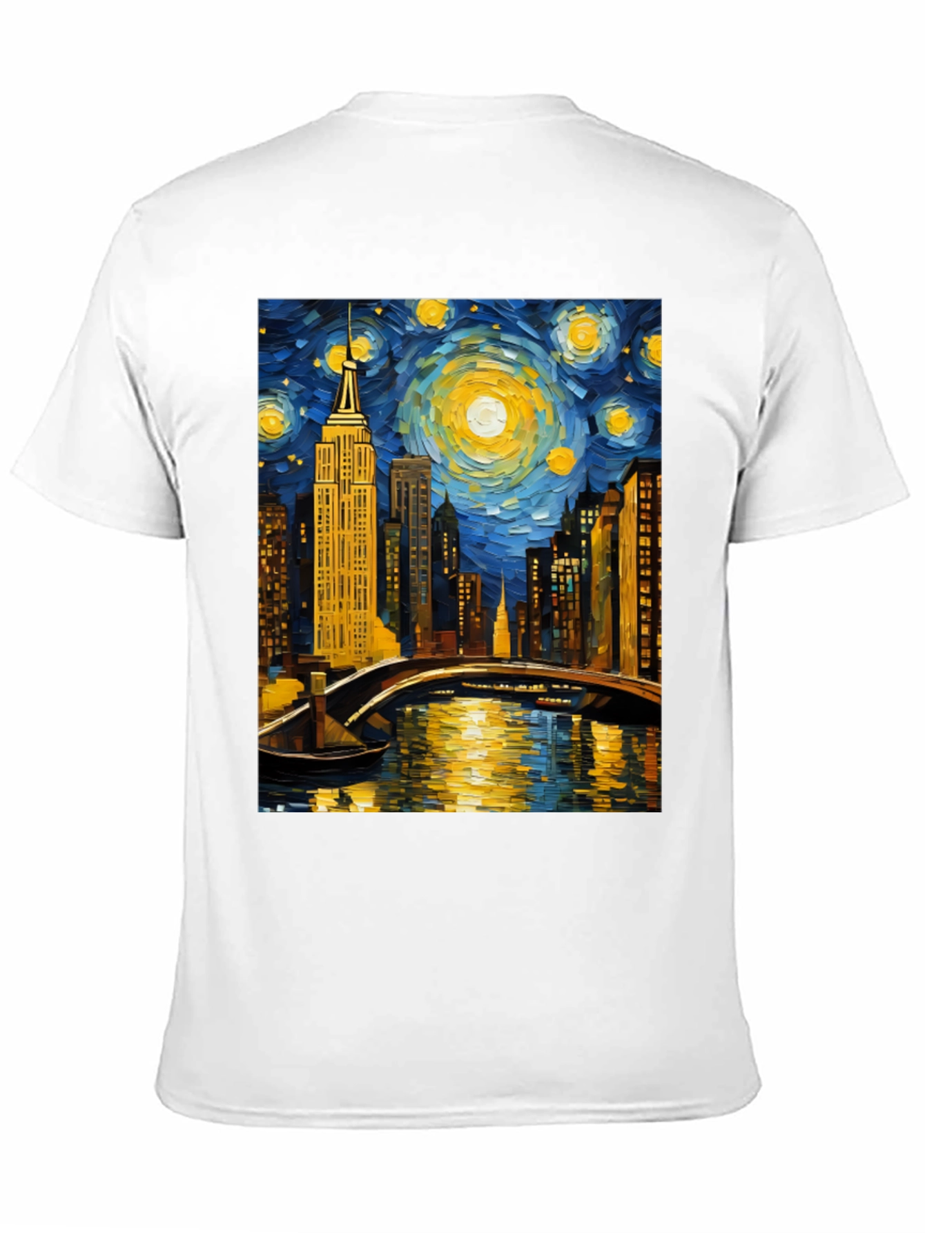 Starry Night Cityscape Tee - Artistic Graphic T-Shirt