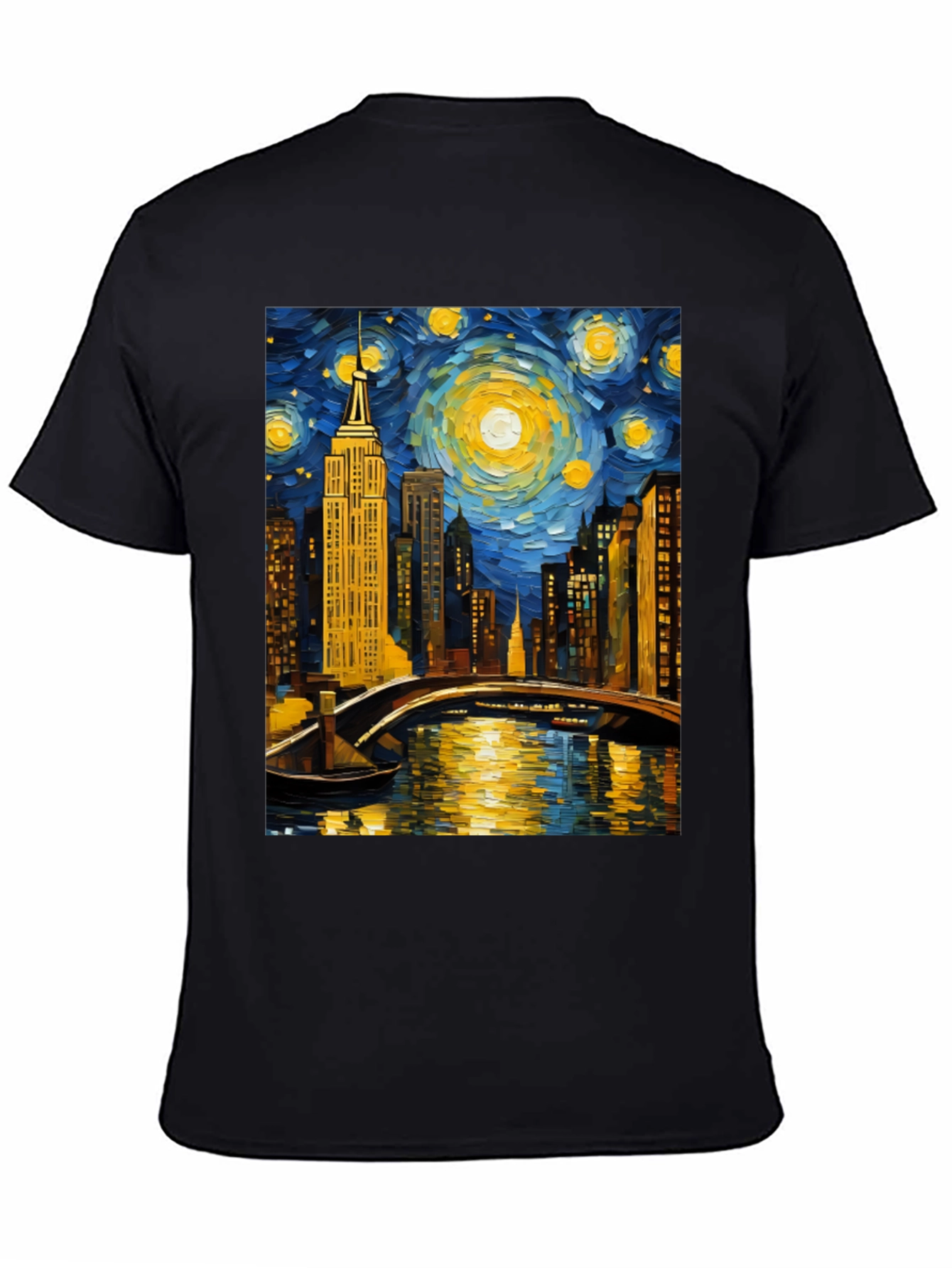 Starry Night Cityscape Tee - Artistic Graphic T-Shirt