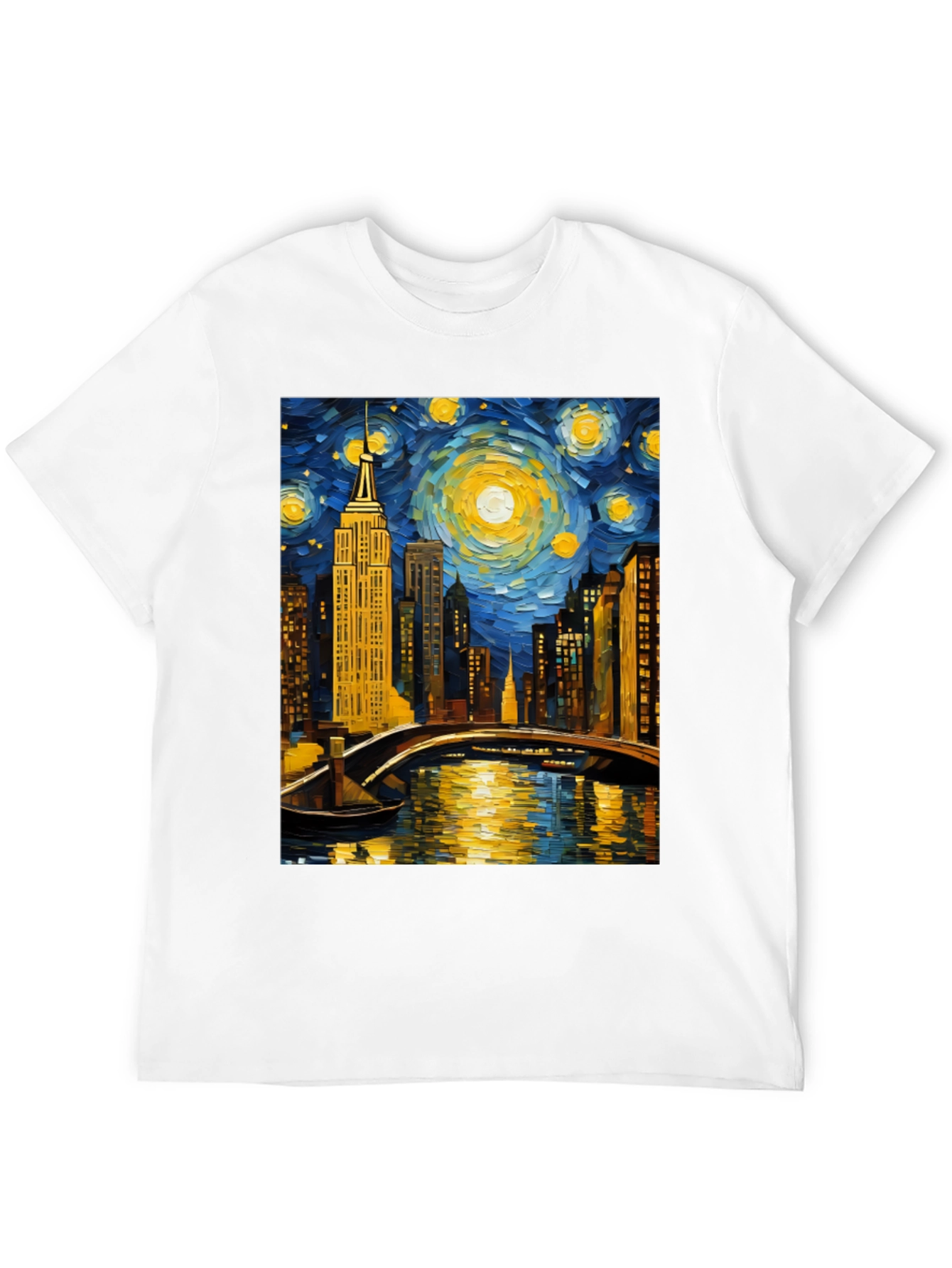 Starry Night Cityscape Tee - Artistic Graphic T-Shirt