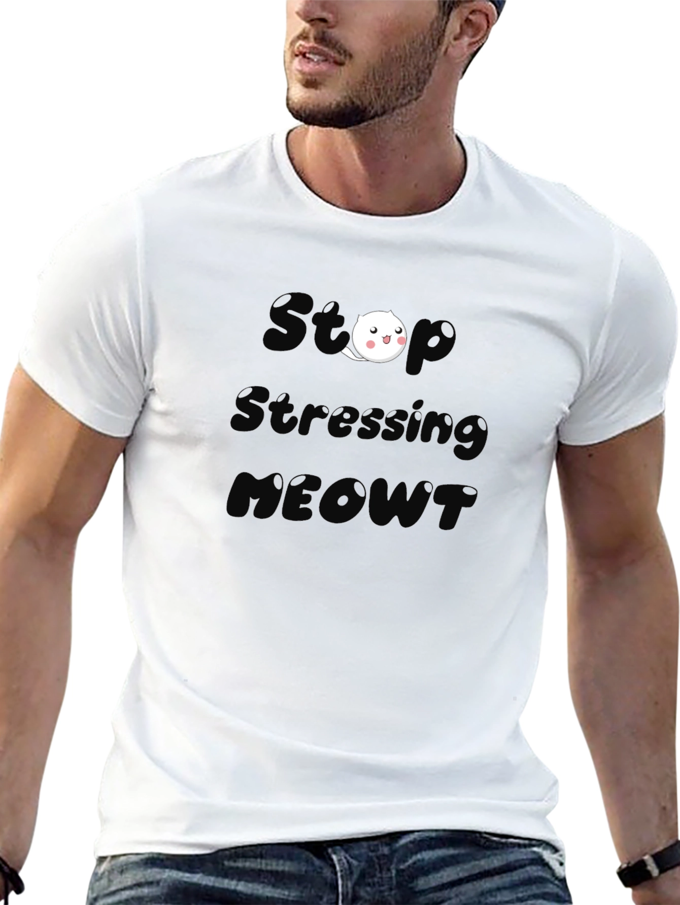 Stop Stressing MEOWT Black T-Shirt