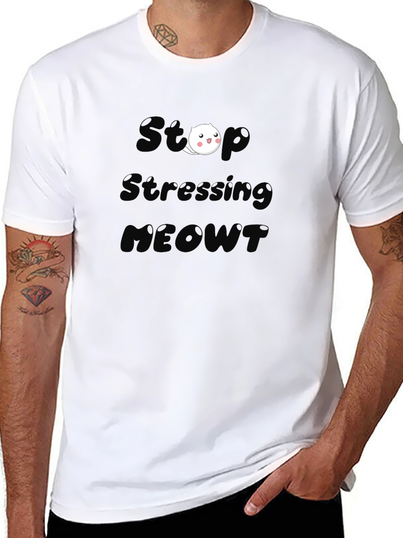 Stop Stressing MEOWT Black T-Shirt