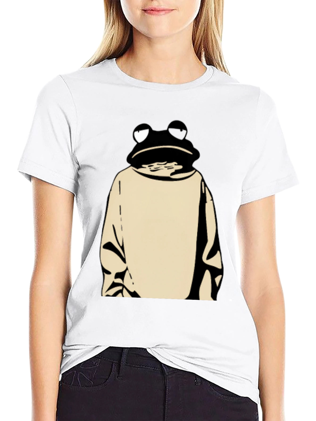 Frog in Hoodie Black T-Shirt - Unique Design