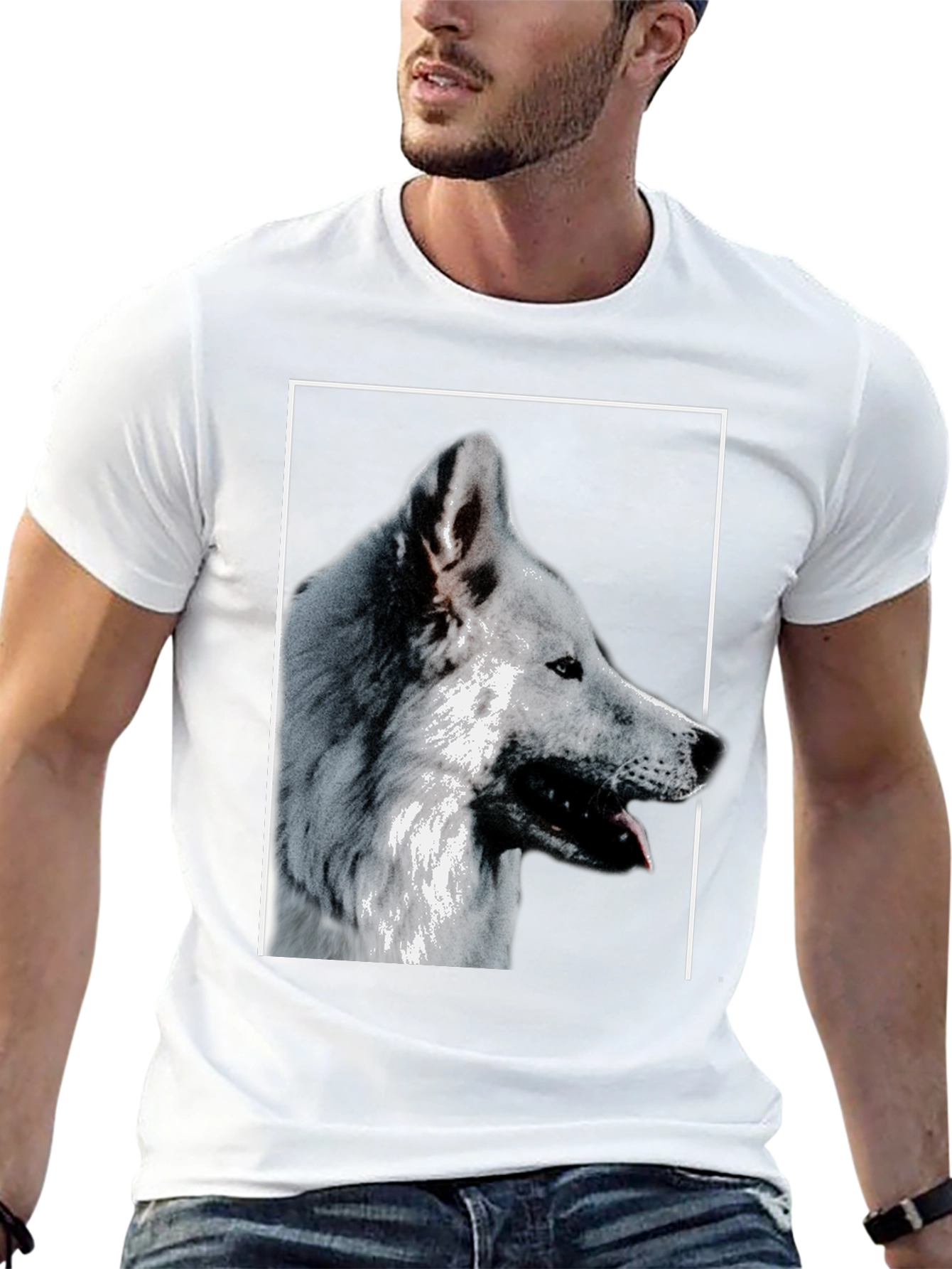 Black Wolf Graphic Print T-Shirt