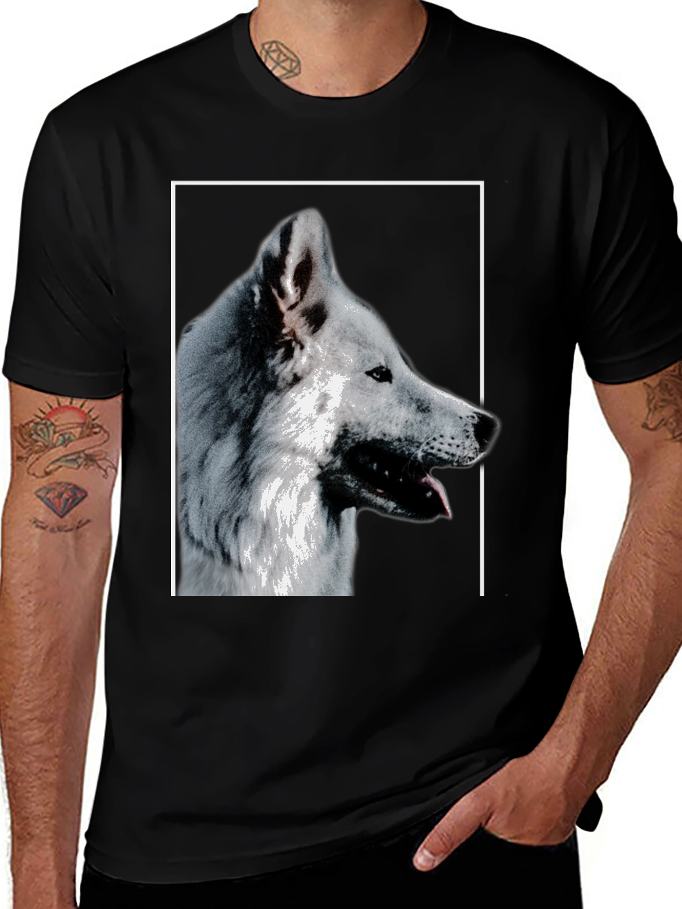 Black Wolf Graphic Print T-Shirt