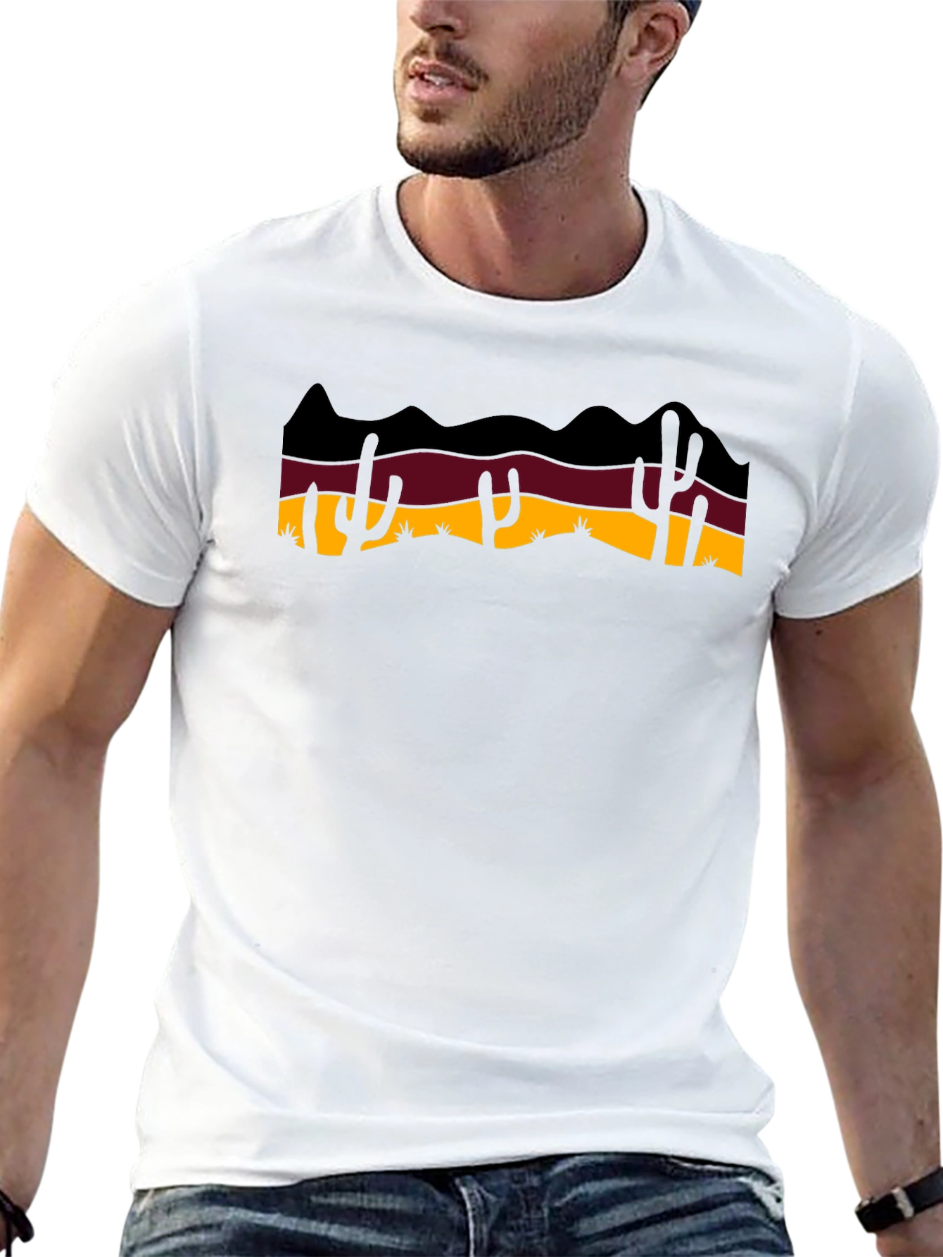 Desert Cactus Graphic Tee - Black Cotton T-Shirt