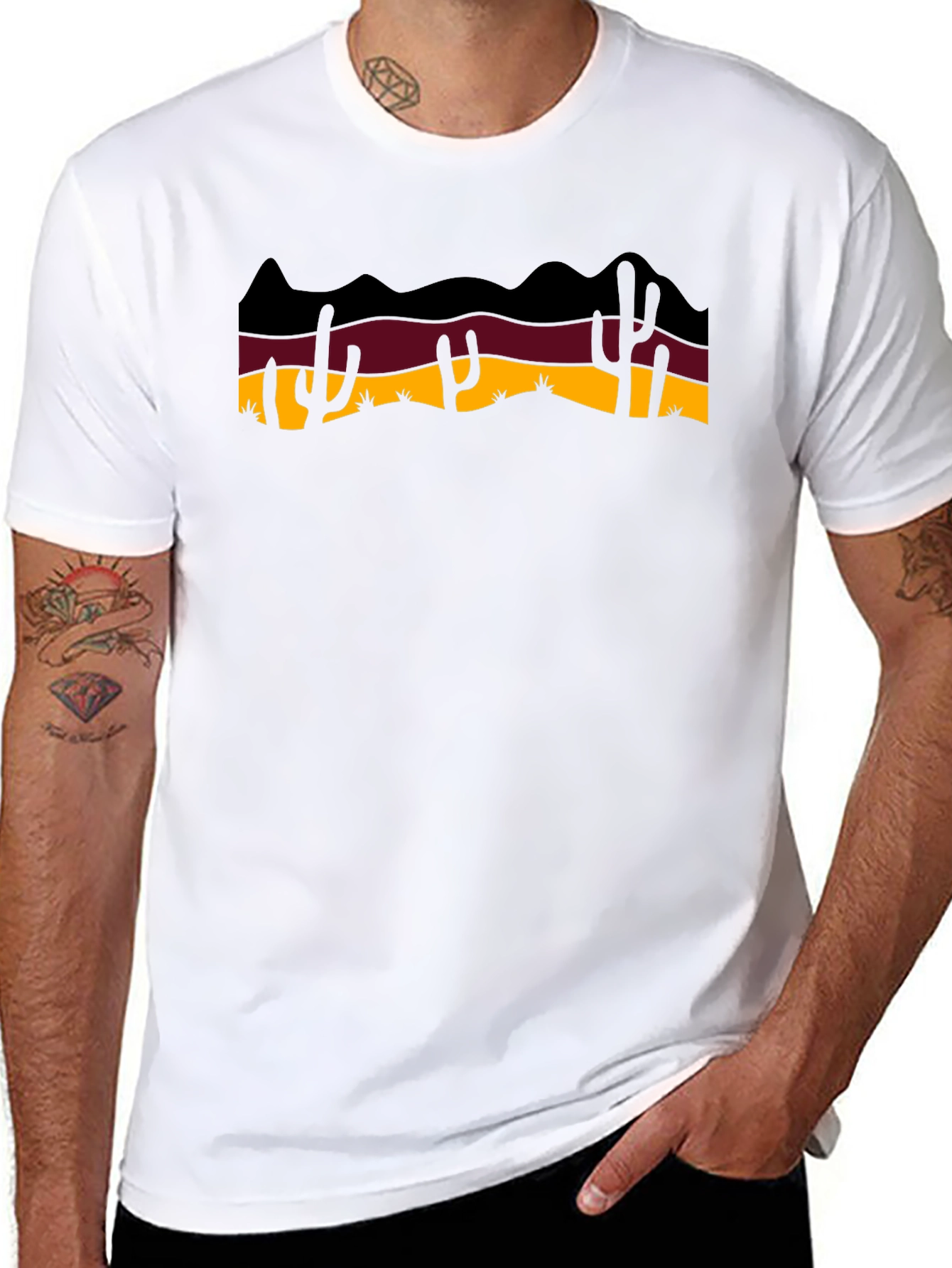 Desert Cactus Graphic Tee - Black Cotton T-Shirt
