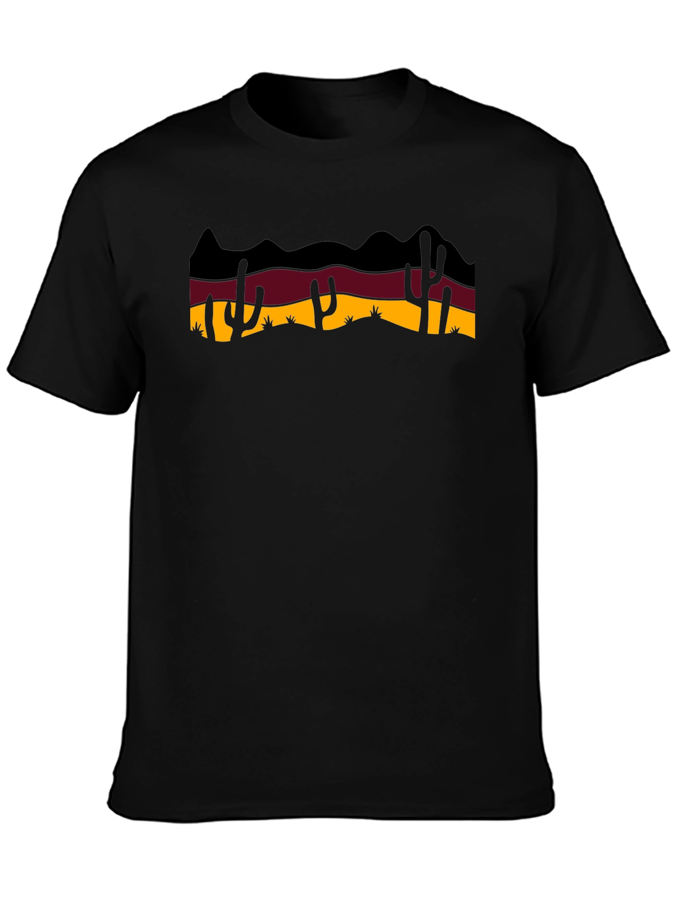 Desert Cactus Graphic Tee - Black Cotton T-Shirt