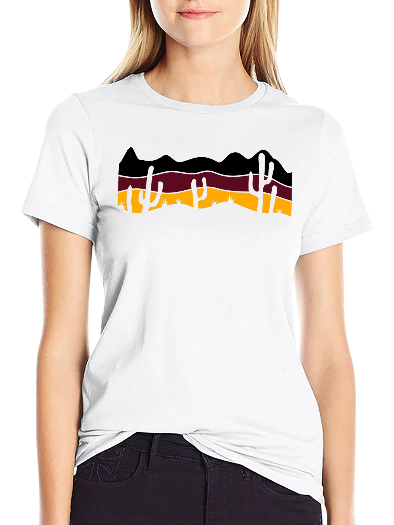 Desert Cactus Graphic Tee - Black Cotton T-Shirt
