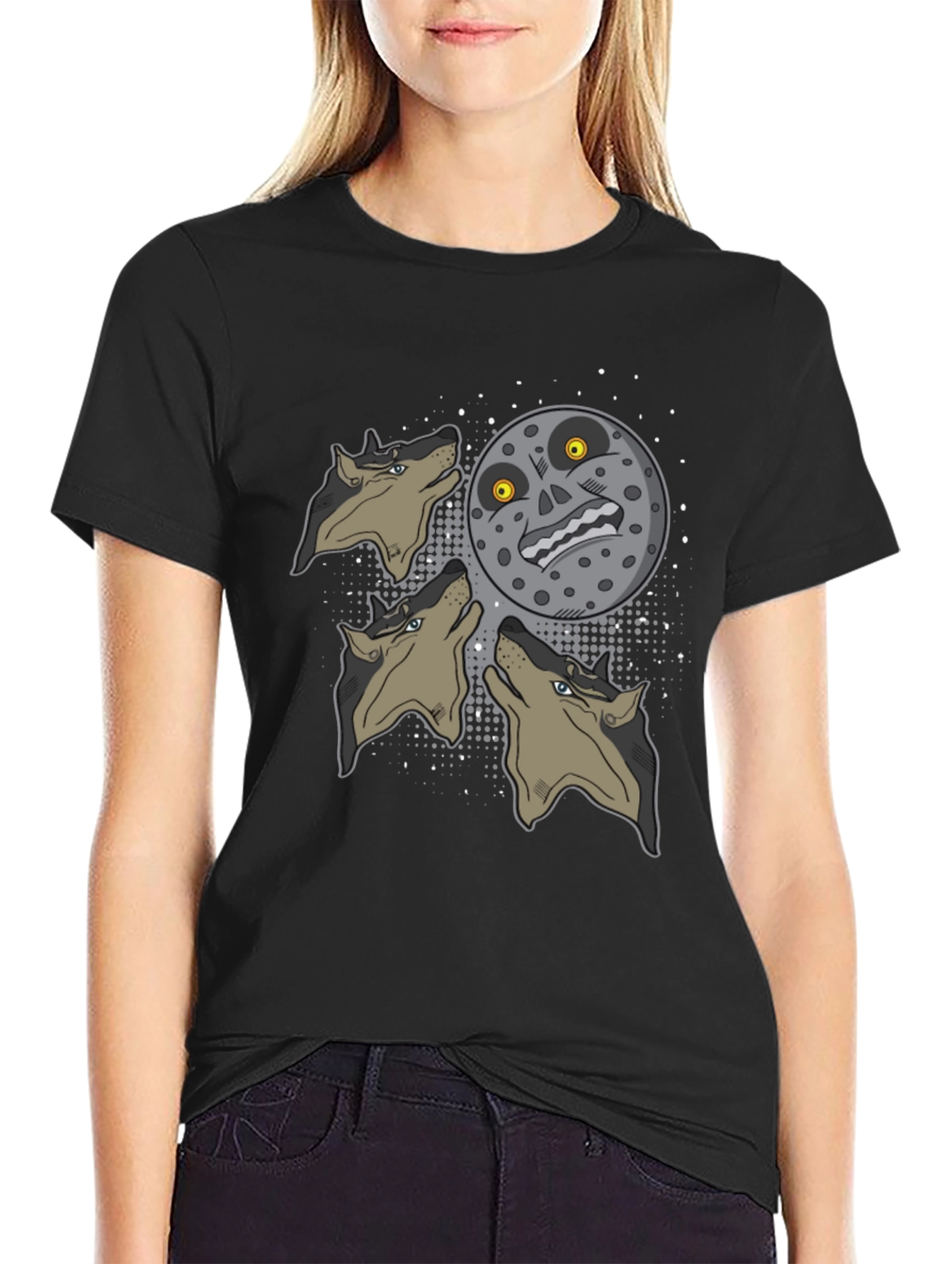 Majoras Mask Moon Howling Wolves Graphic T-Shirt