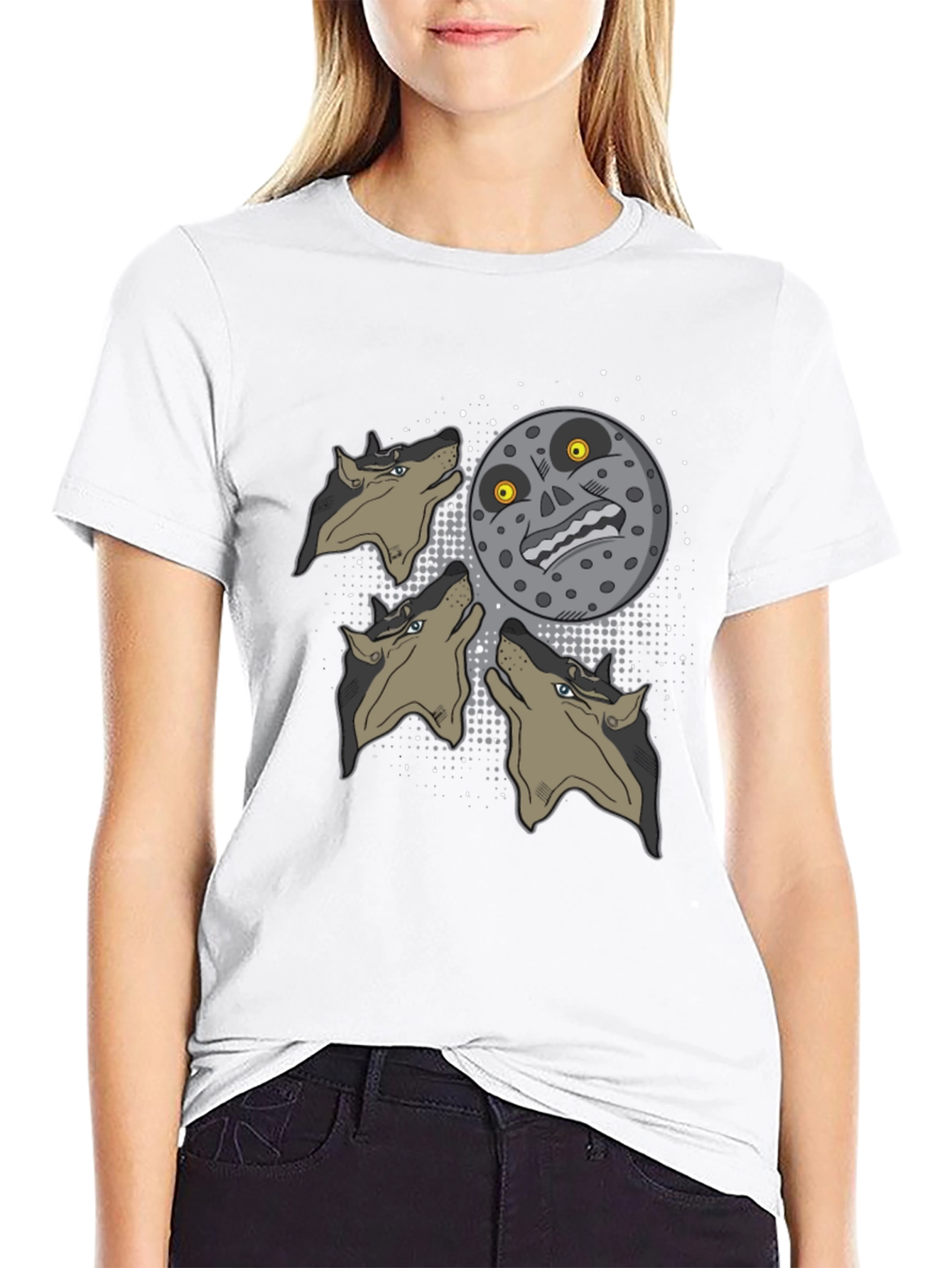 Majoras Mask Moon Howling Wolves Graphic T-Shirt
