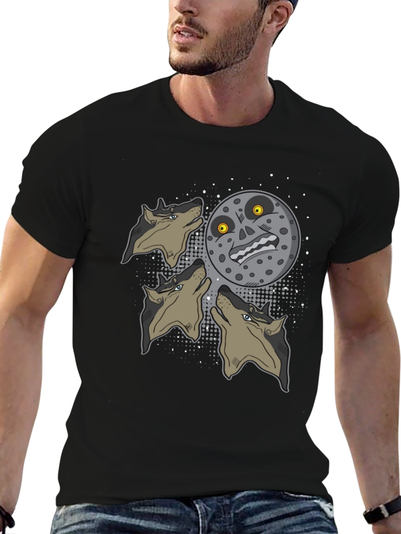 Majoras Mask Moon Howling Wolves Graphic T-Shirt