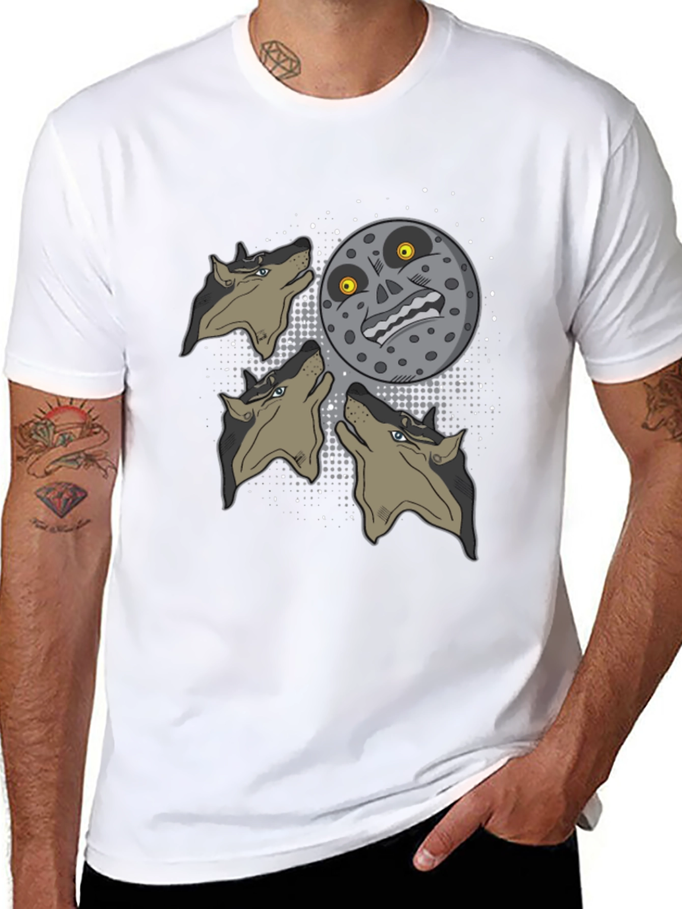 Majoras Mask Moon Howling Wolves Graphic T-Shirt