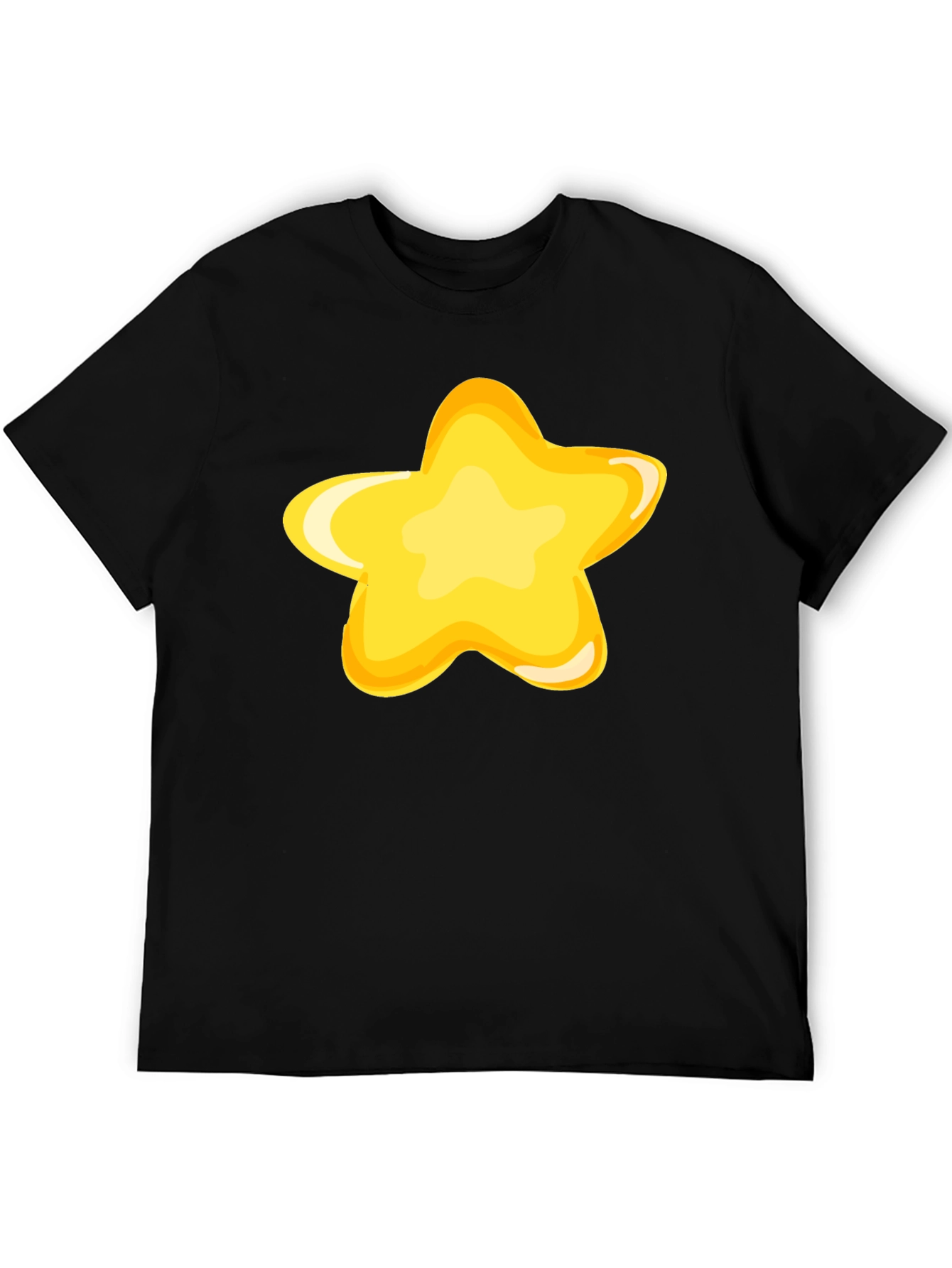 Black T-Shirt with Fun Yellow Star Graphic