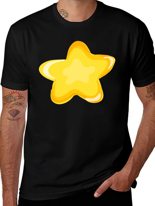 Black T-Shirt with Fun Yellow Star Graphic