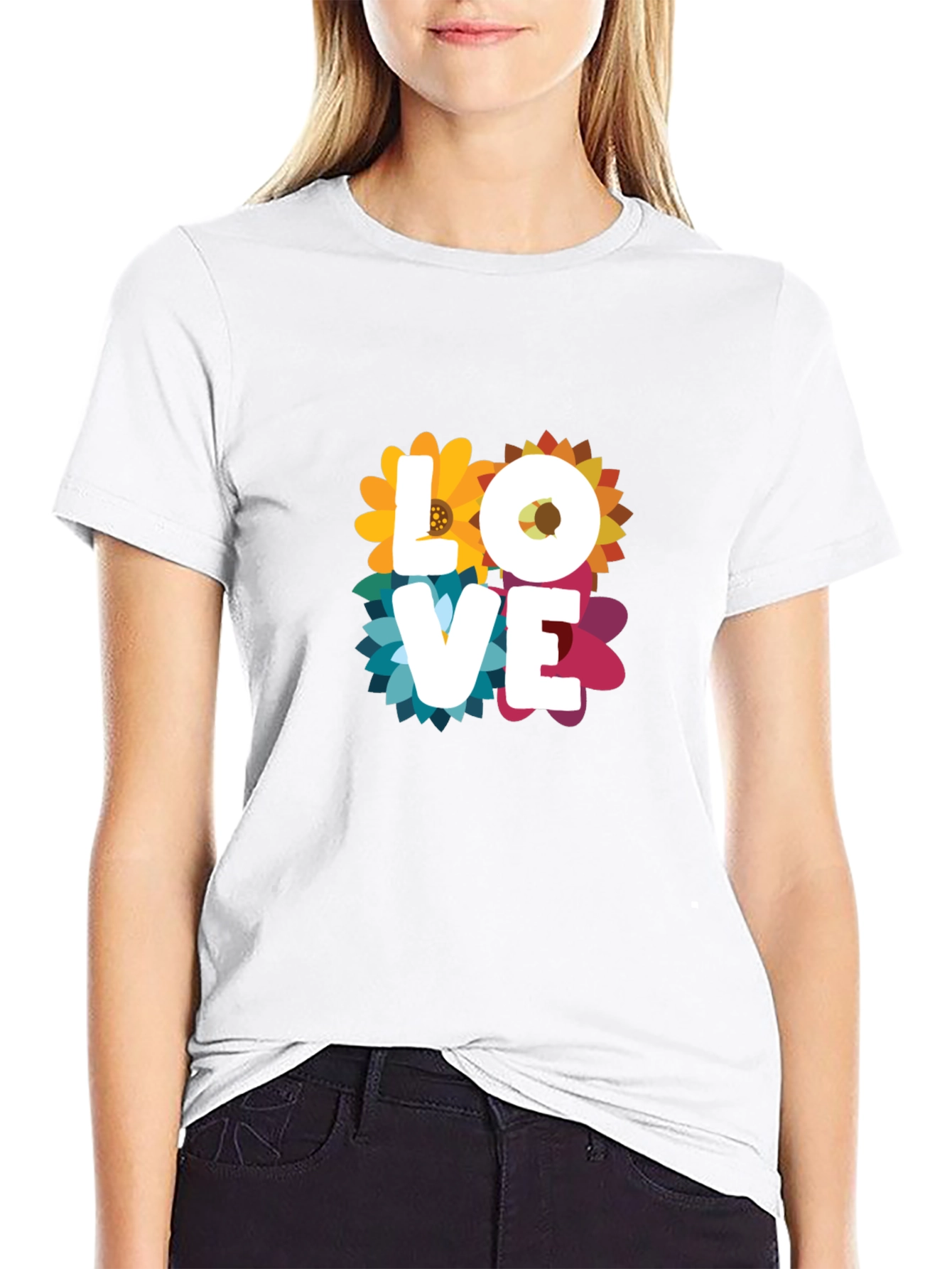 Floral Love Graphic T-Shirt - Black