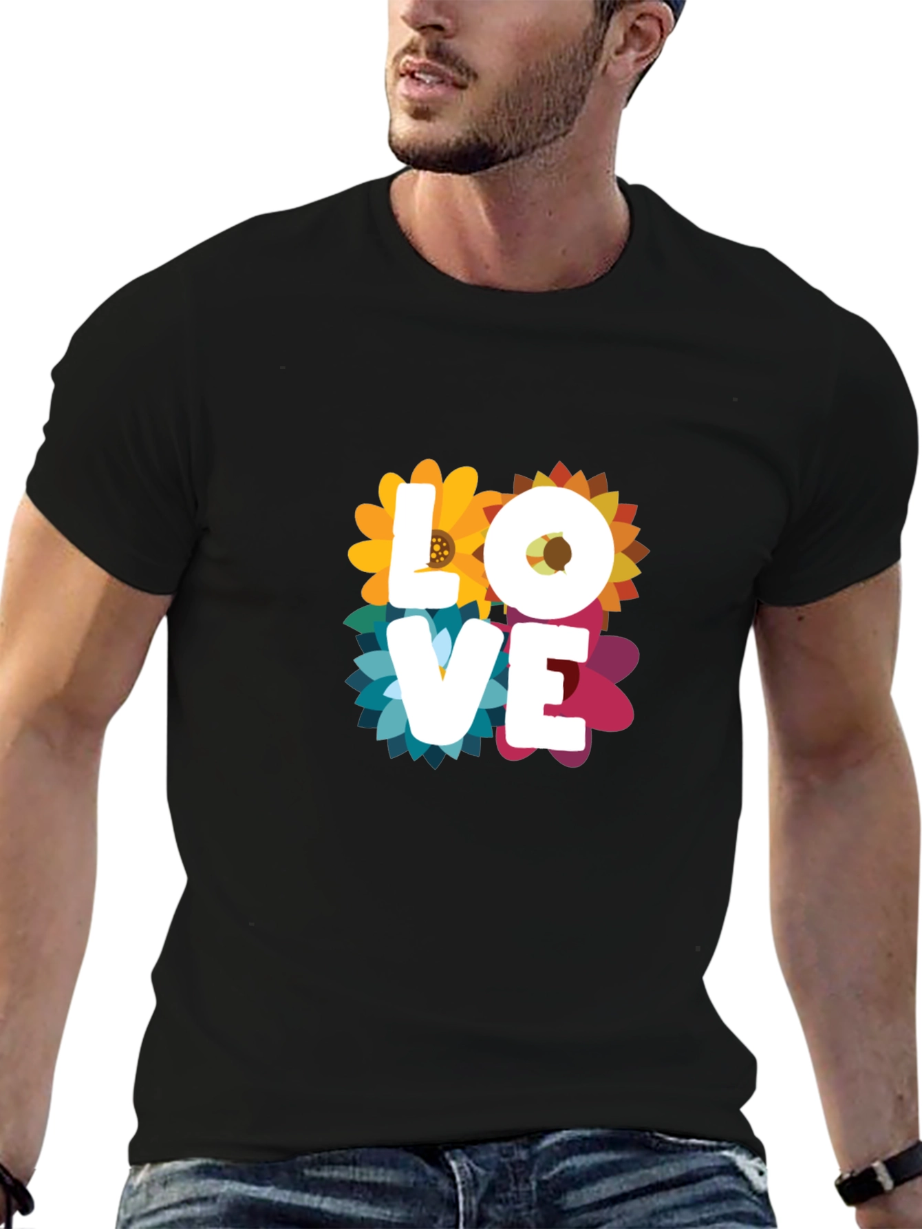 Floral Love Graphic T-Shirt - Black