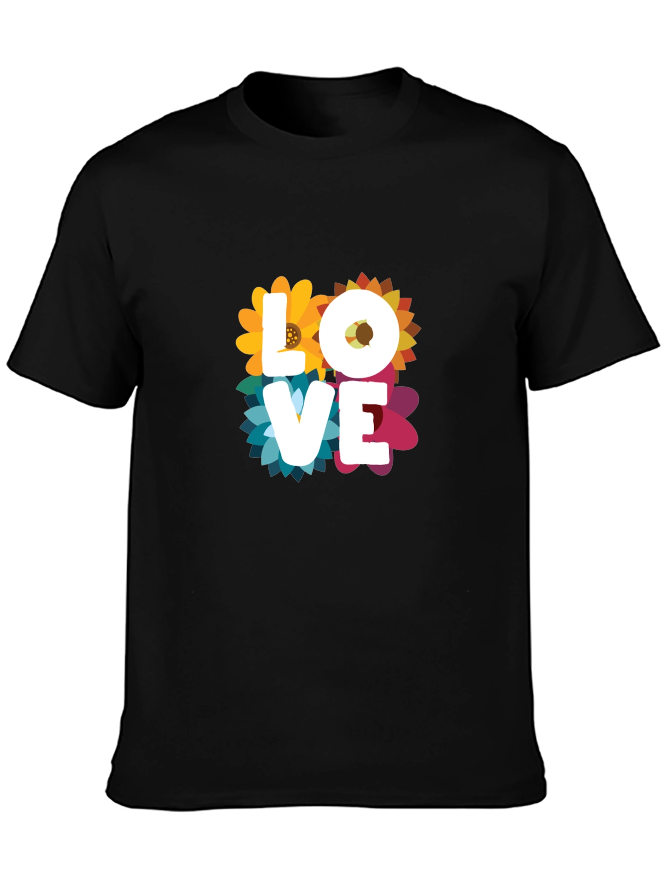 Floral Love Graphic T-Shirt - Black