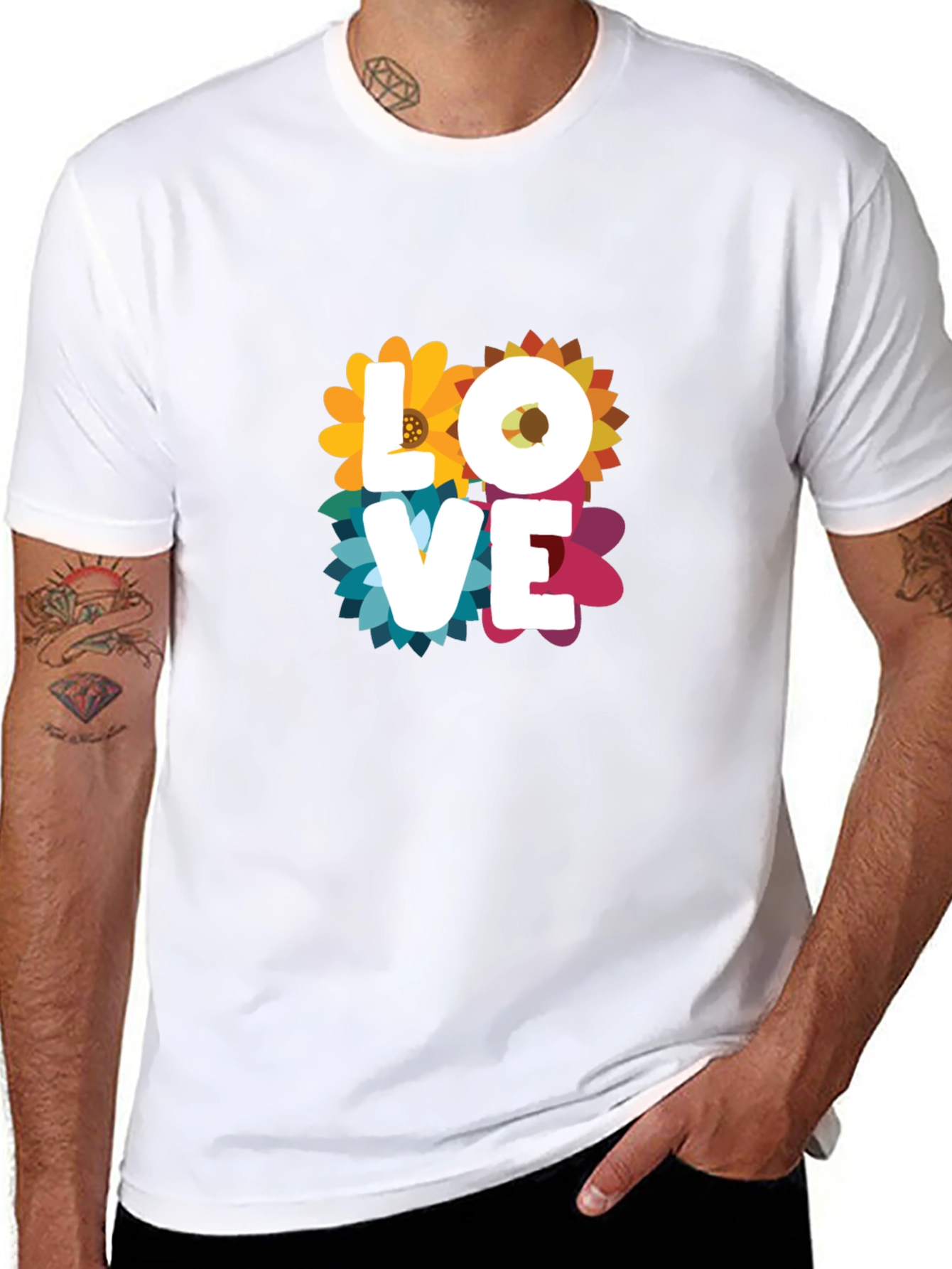Floral Love Graphic T-Shirt - Black