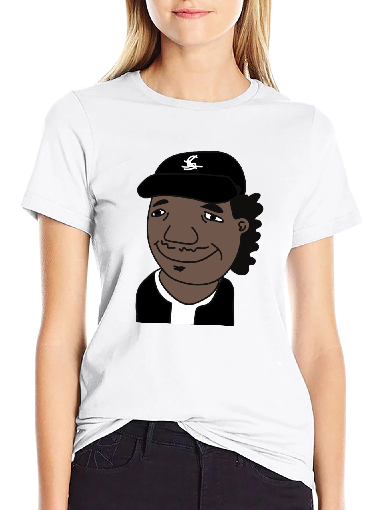 Retro Cartoon Character Graphic Black T-Shirt
