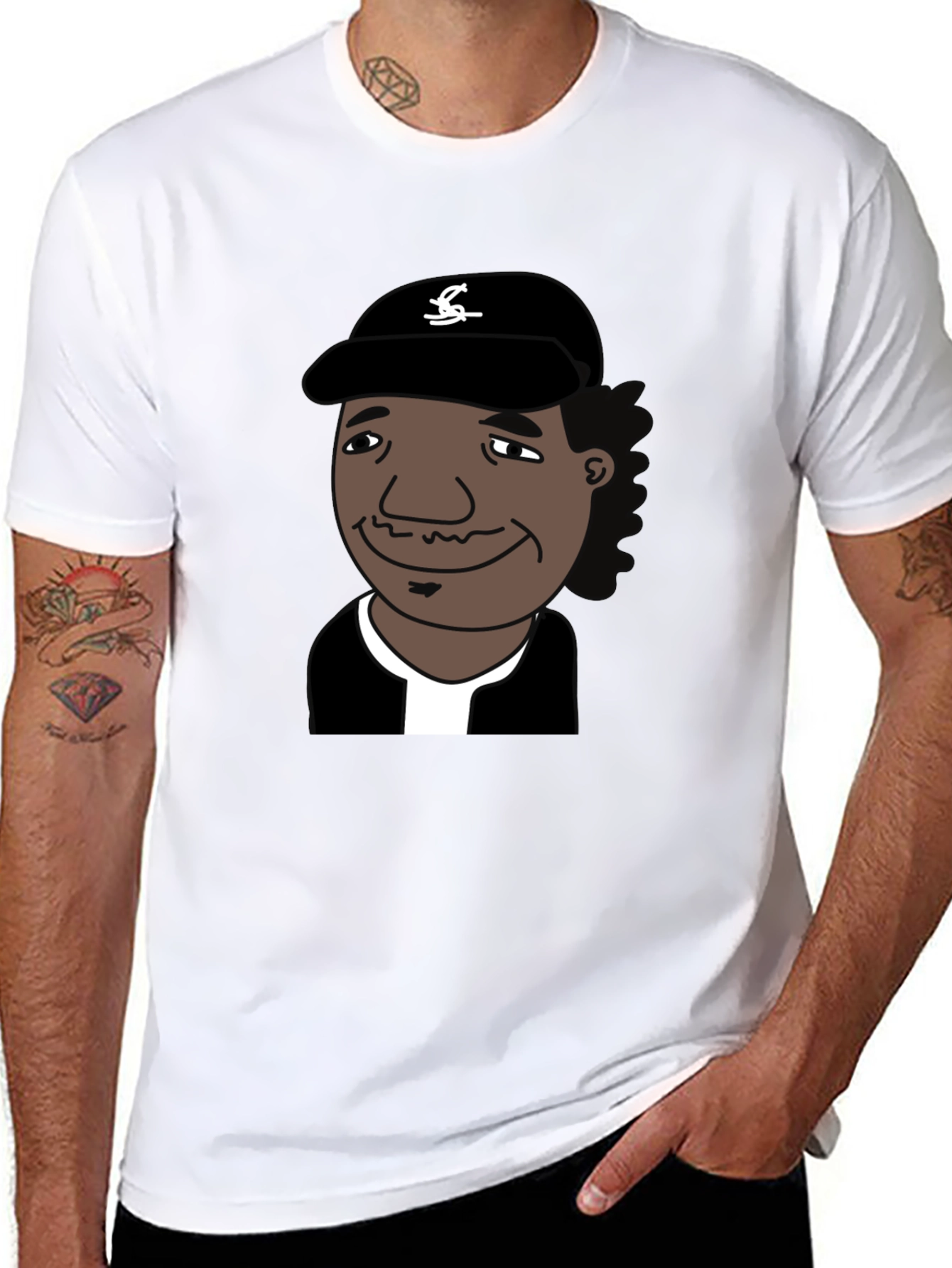 Retro Cartoon Character Graphic Black T-Shirt