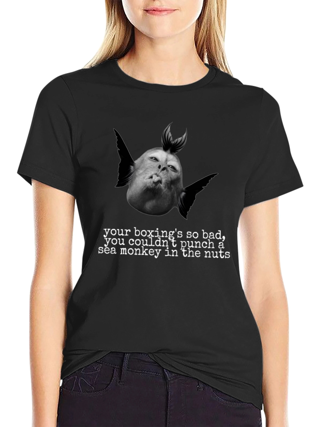 Humorous Boxing Sea Monkey Graphic T-Shirt
