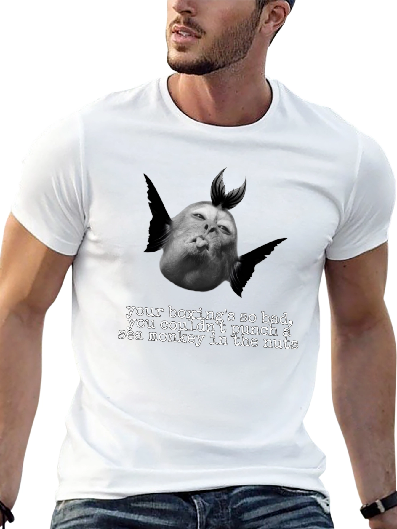 Humorous Boxing Sea Monkey Graphic T-Shirt