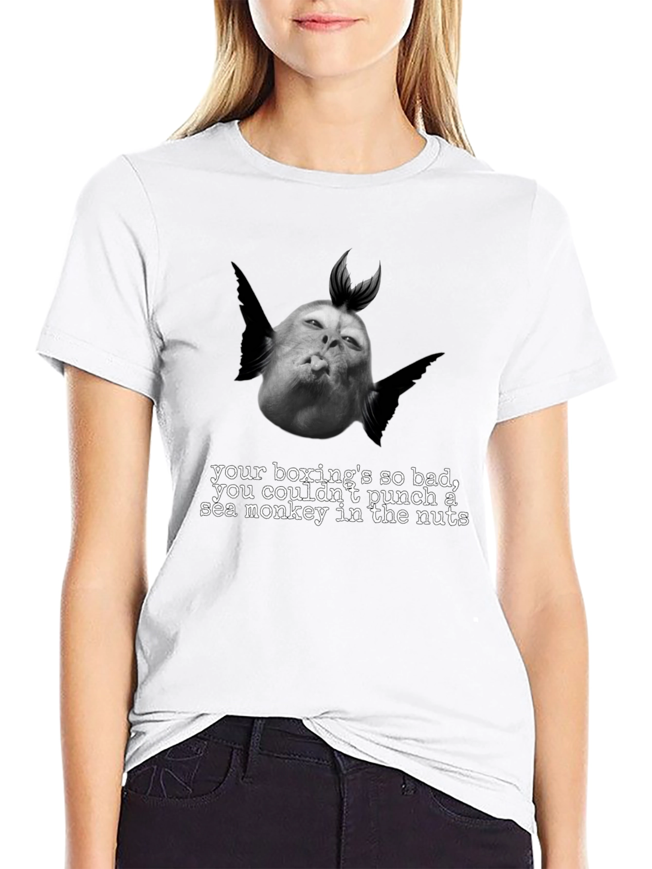 Humorous Boxing Sea Monkey Graphic T-Shirt