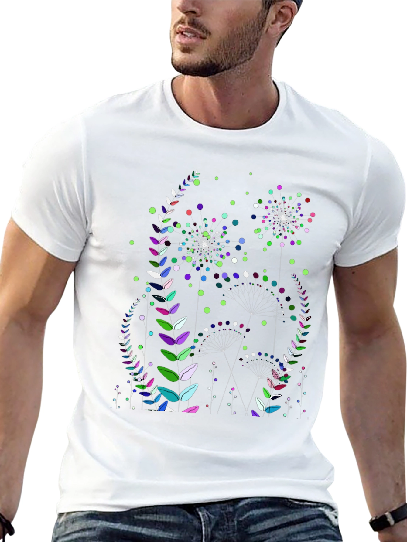 Floral Fireworks Graphic Print Black T-Shirt