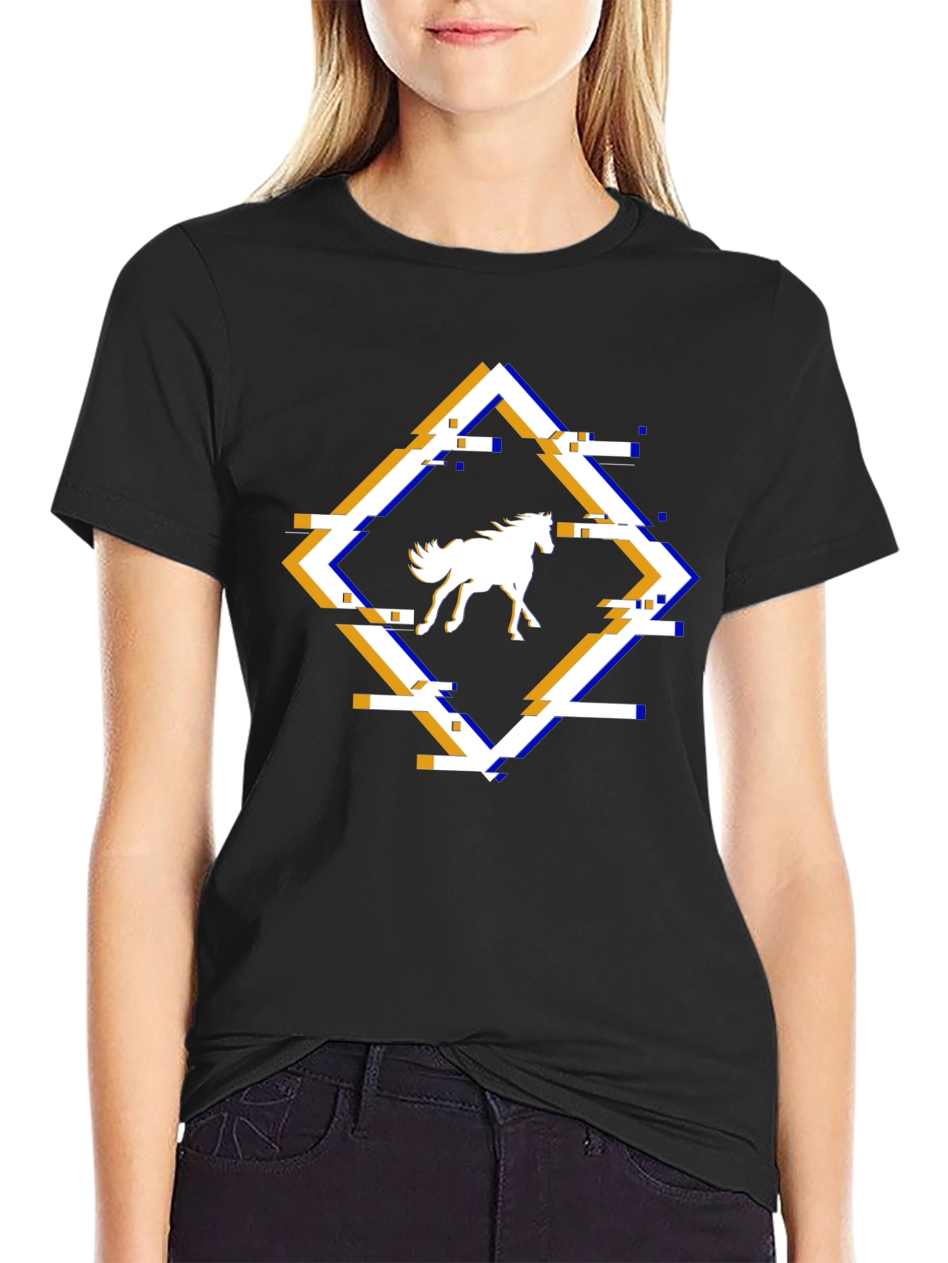 Horse Glitch Graphic Tee - Cool Mens T-Shirt