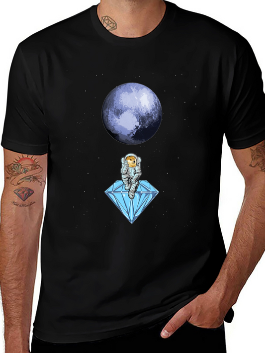 Astronaut Doge Diamond Moon Black T-Shirt