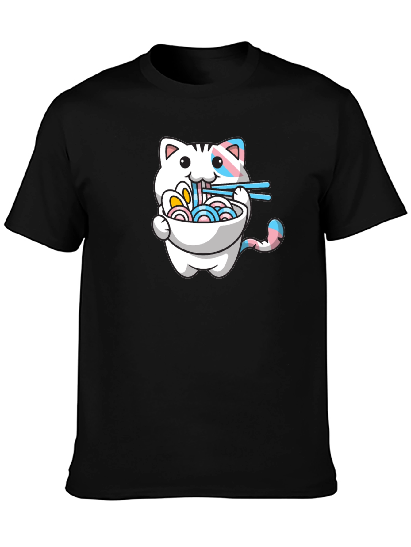 Cute Cat Ramen T-Shirt - Trans Pride