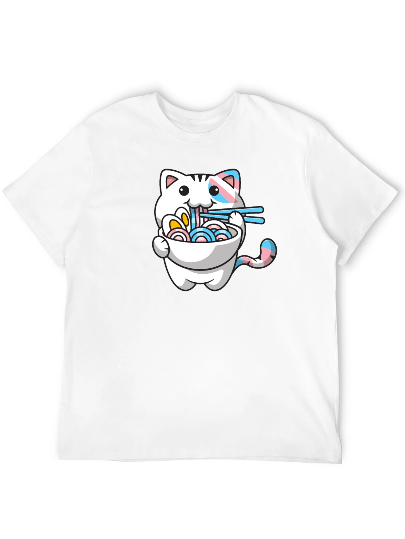 Cute Cat Ramen T-Shirt - Trans Pride
