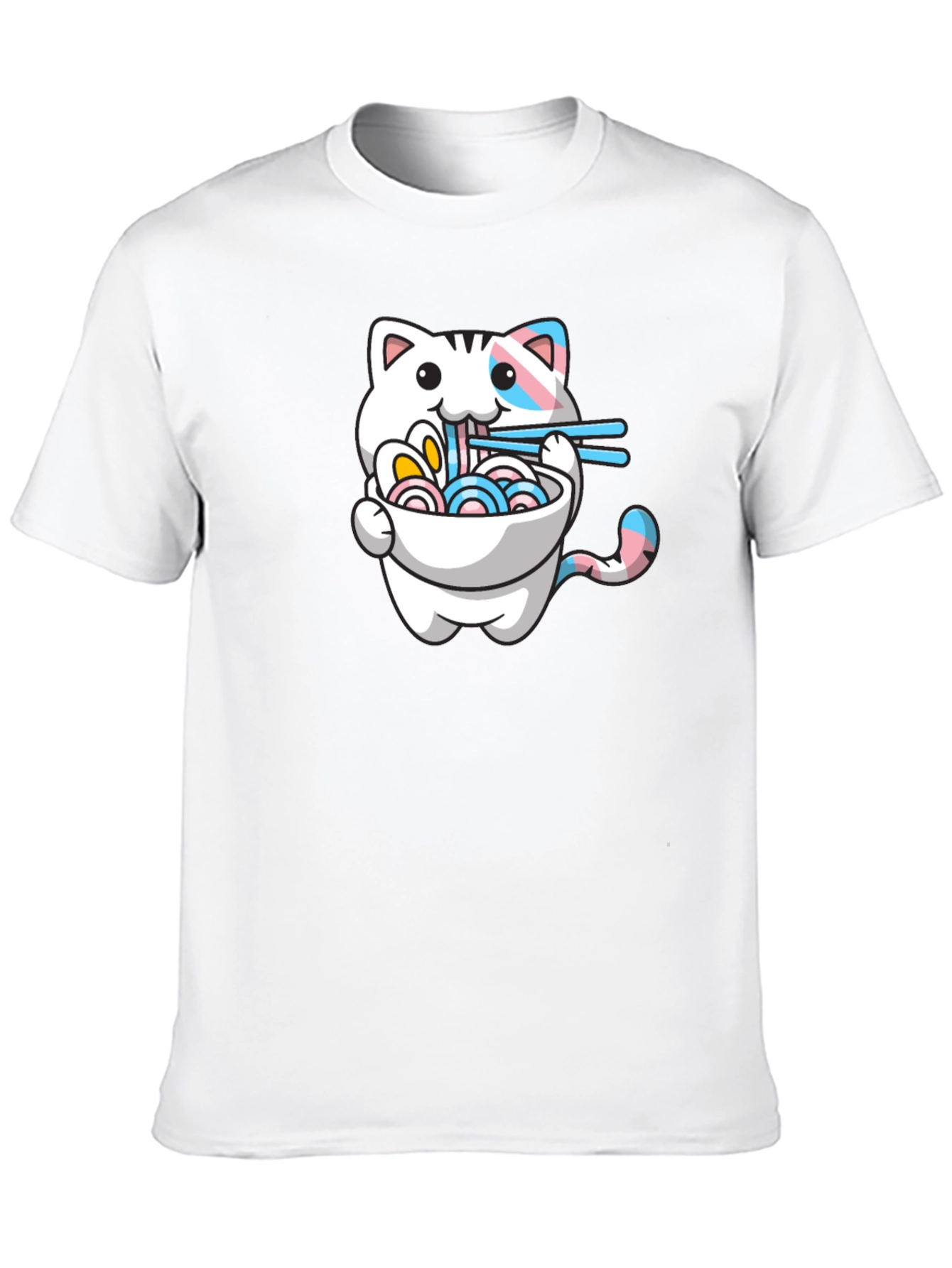 Cute Cat Ramen T-Shirt - Trans Pride