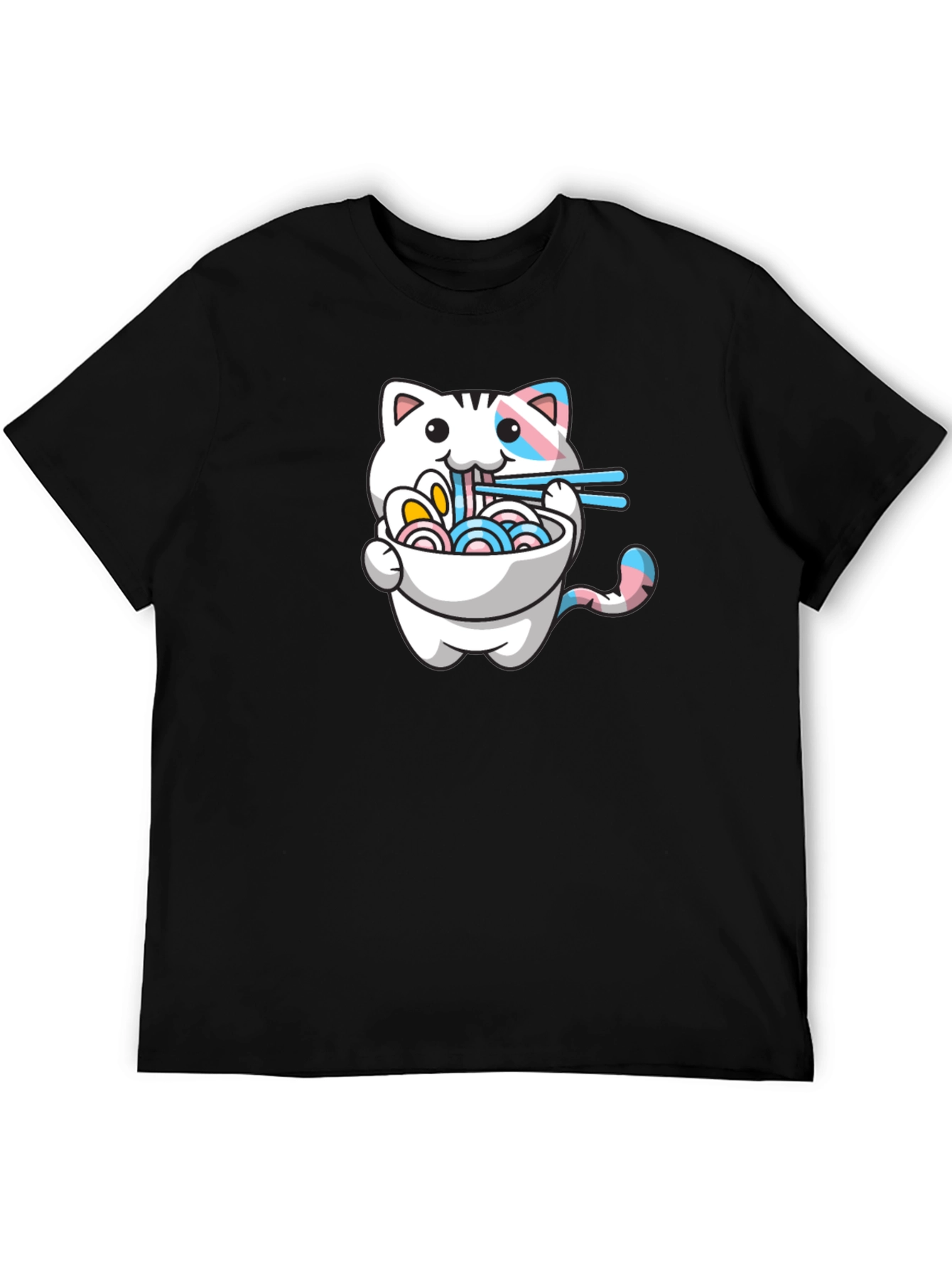 Cute Cat Ramen T-Shirt - Trans Pride