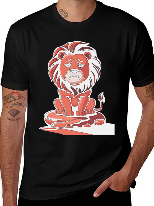 Sad Lion Graphic T-Shirt - Black Cotton Tee