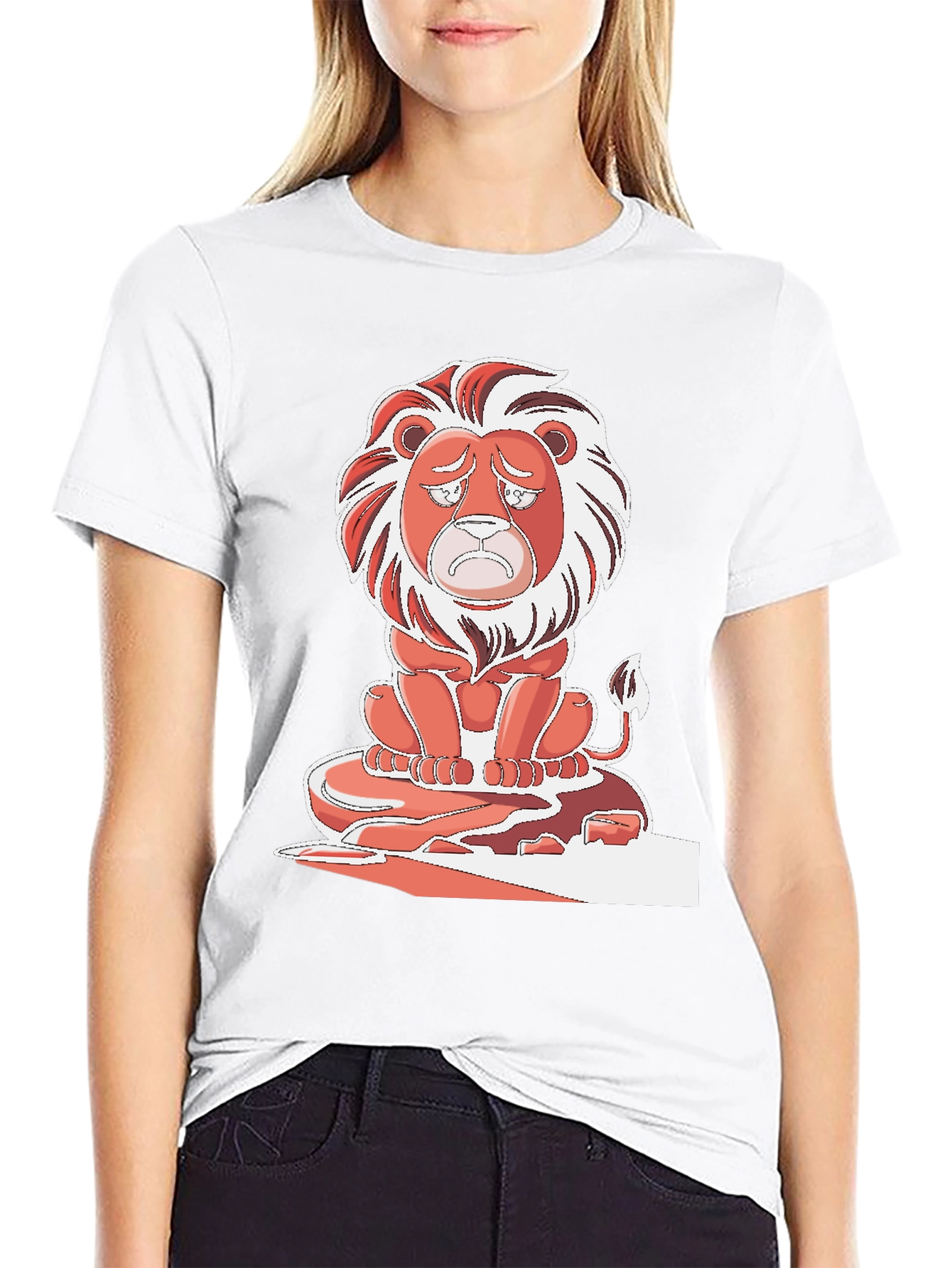 Sad Lion Graphic T-Shirt - Black Cotton Tee