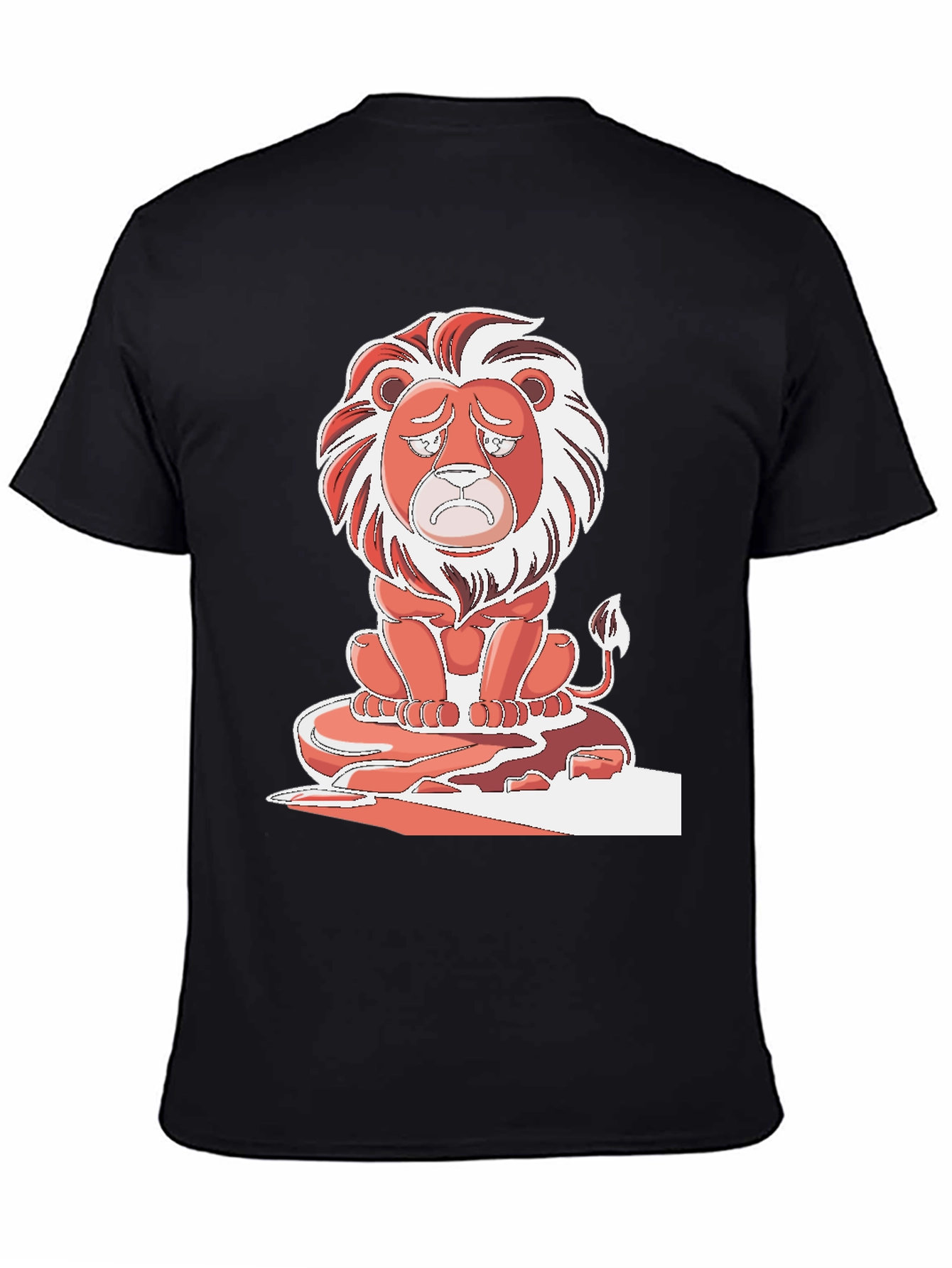 Sad Lion Graphic T-Shirt - Black Cotton Tee