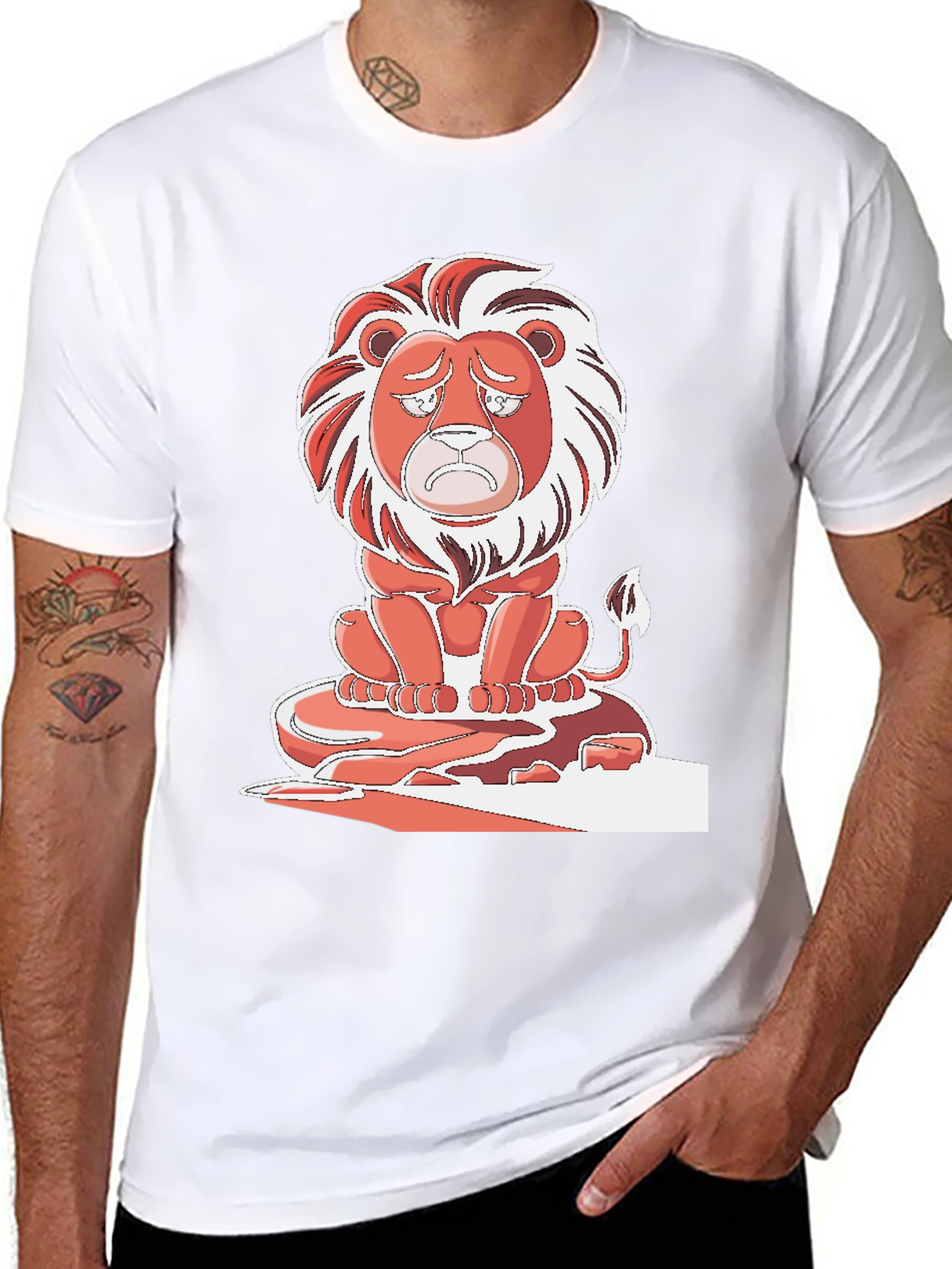 Sad Lion Graphic T-Shirt - Black Cotton Tee