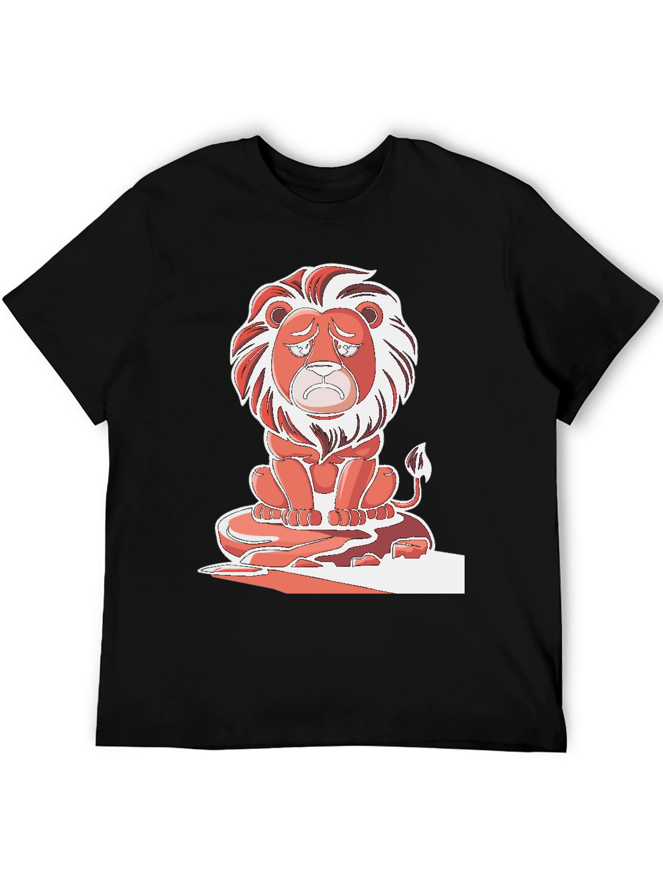 Sad Lion Graphic T-Shirt - Black Cotton Tee