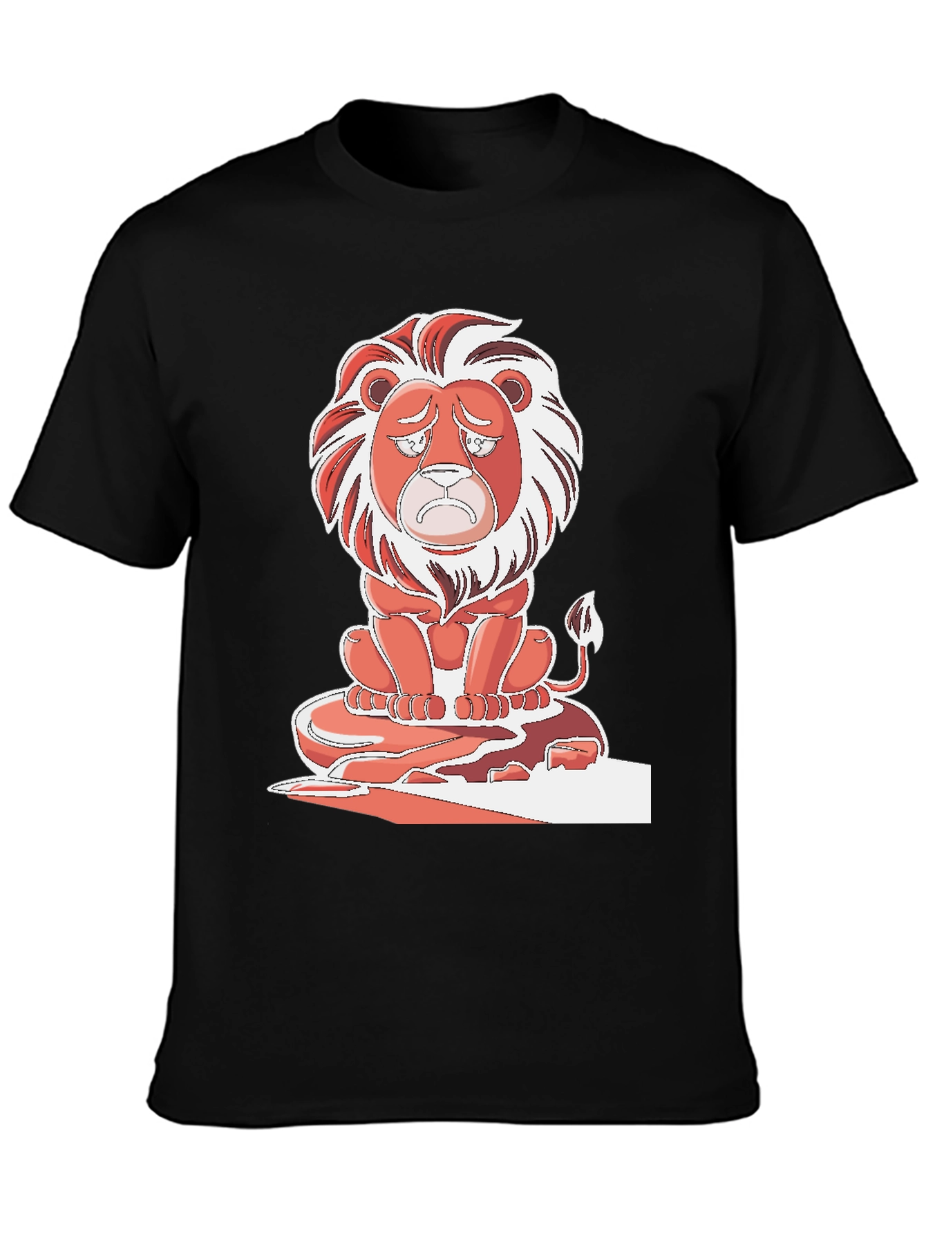 Sad Lion Graphic T-Shirt - Black Cotton Tee