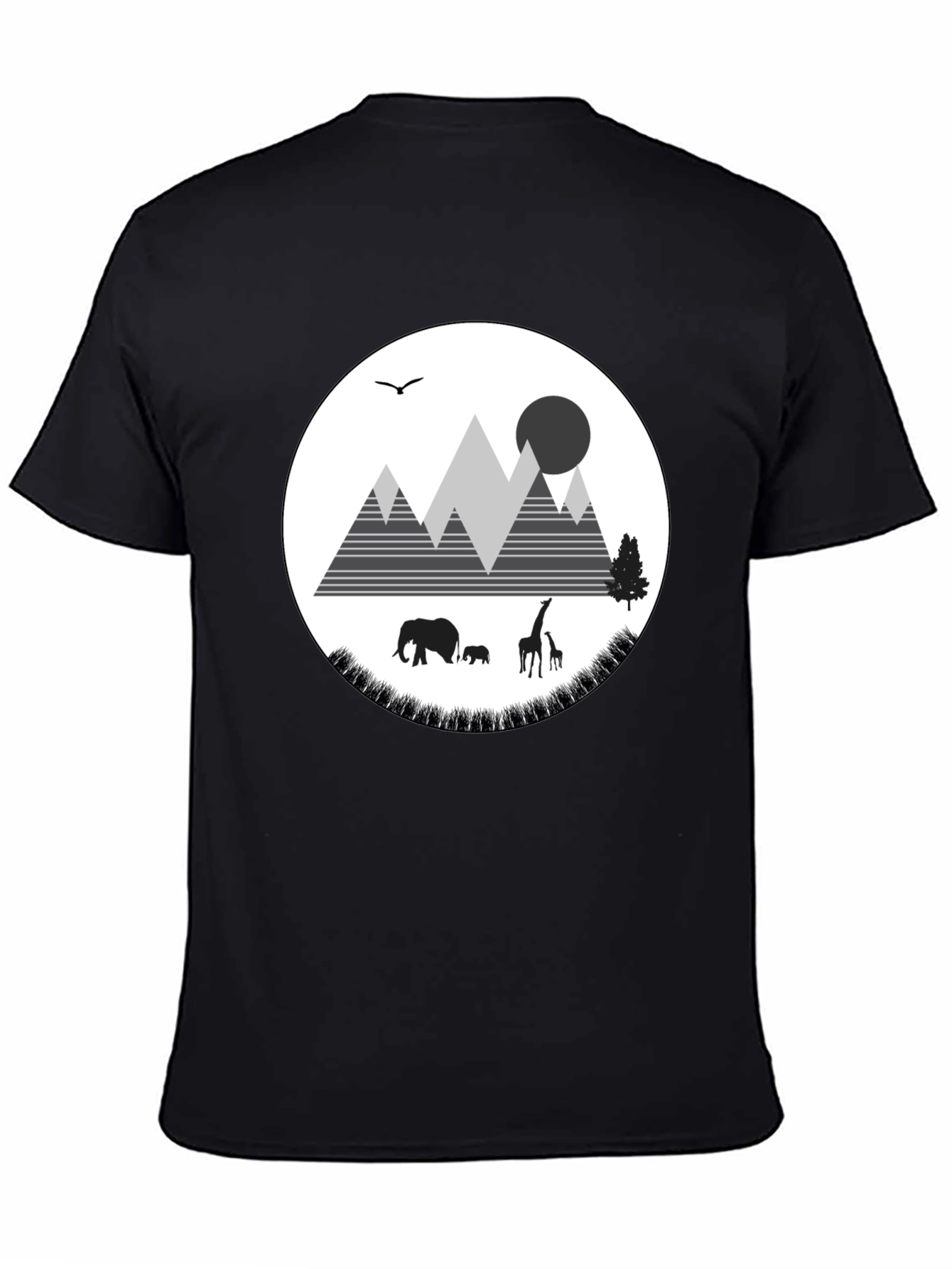 Wildlife Graphic Tee - Mountain Scene Black T-Shirt