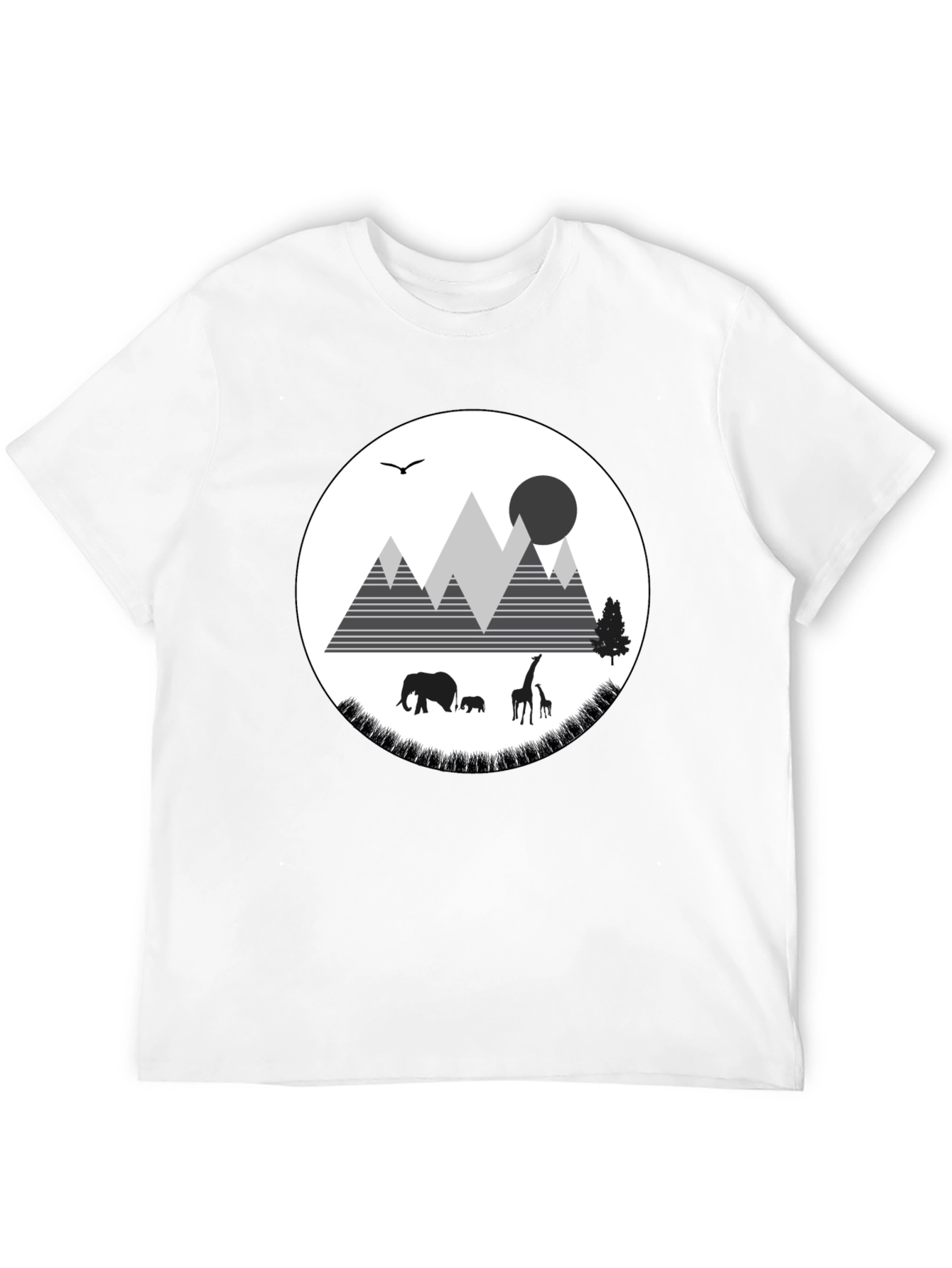 Wildlife Graphic Tee - Mountain Scene Black T-Shirt