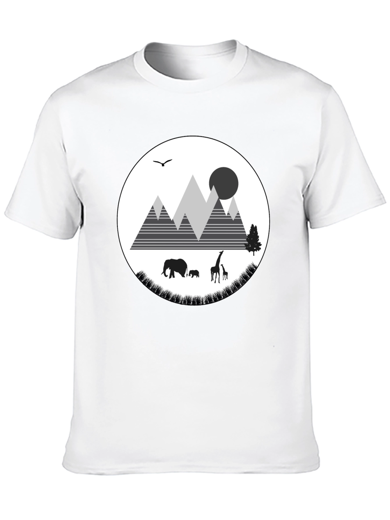 Wildlife Graphic Tee - Mountain Scene Black T-Shirt