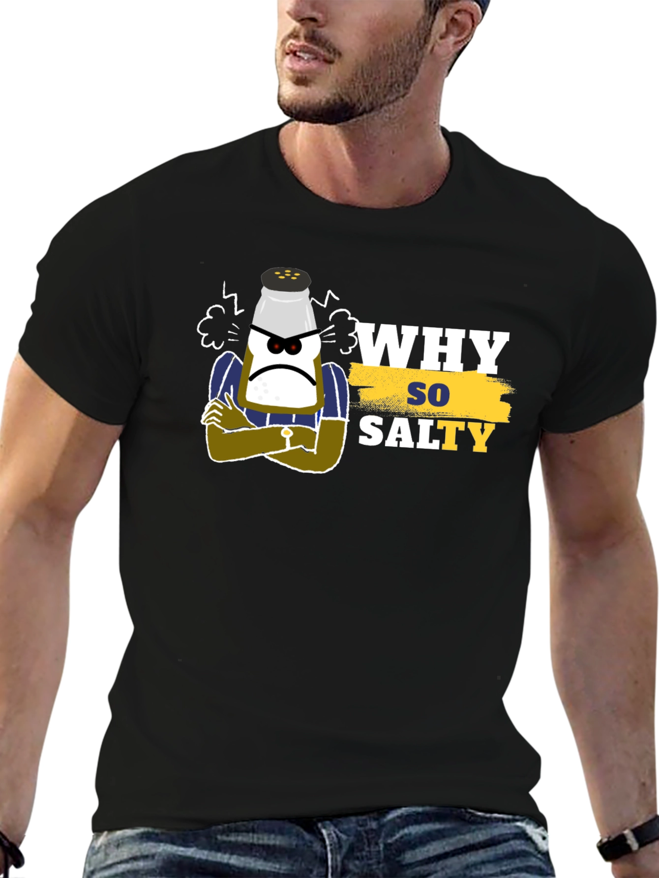 Why So Salty Black T-Shirt - Funny Graphic Tee