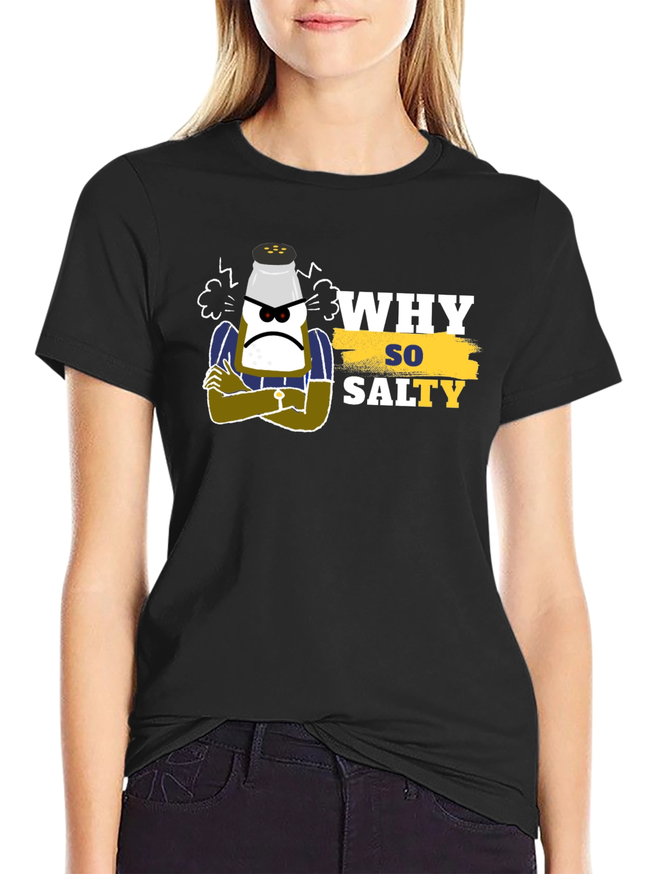 Why So Salty Black T-Shirt - Funny Graphic Tee